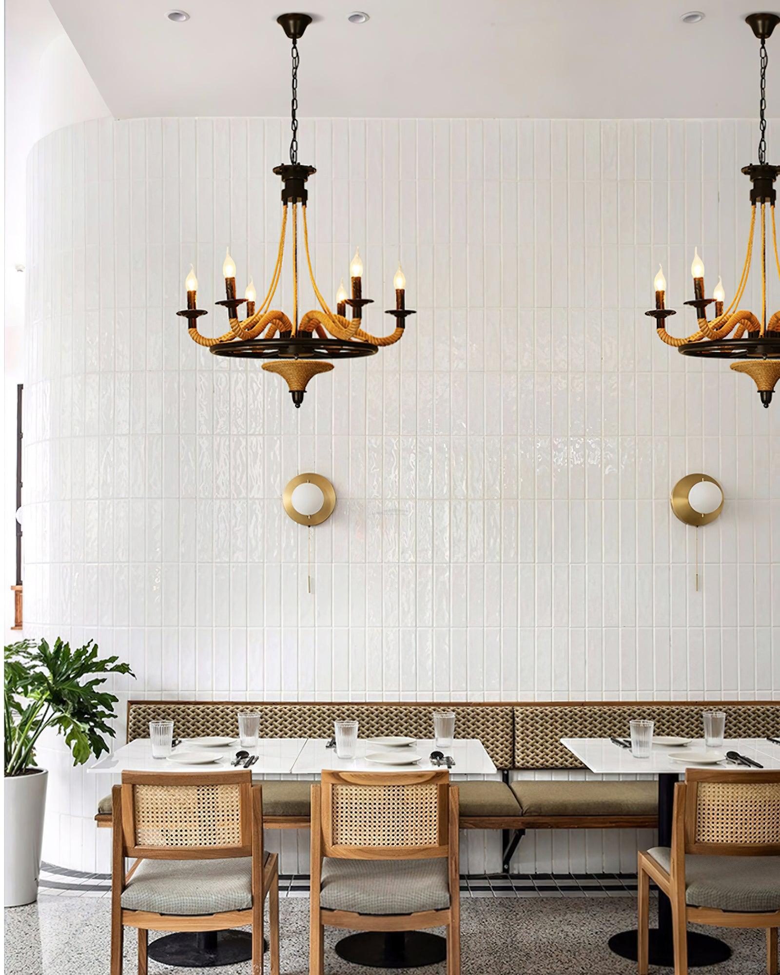 Hemp Rope Industrial Large Wheel Chandelier with 6/8 heads - Luxehomezone
