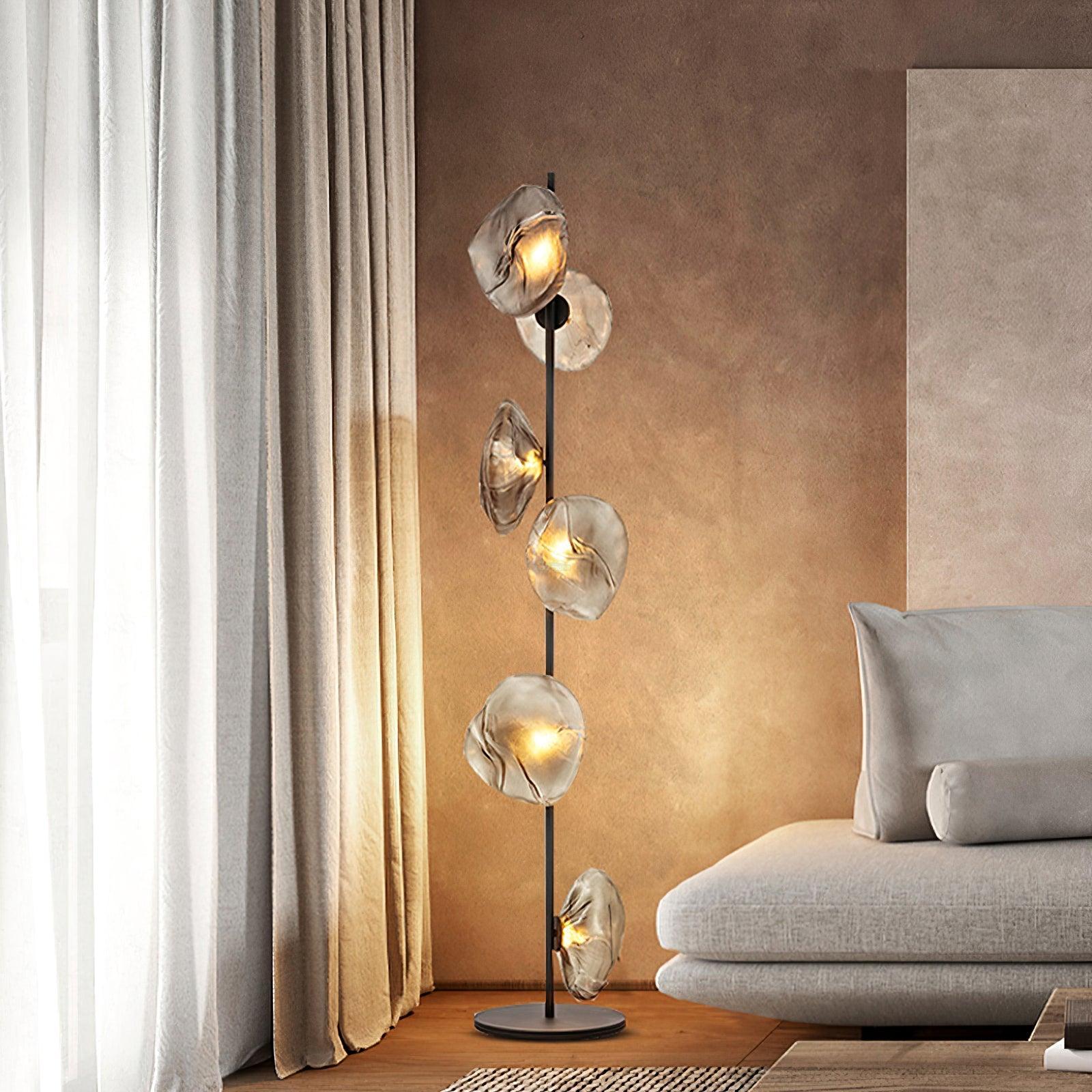 Glass Petals Floor Lamp with 3/6 heads - Art Glass-1-Luxehomezone