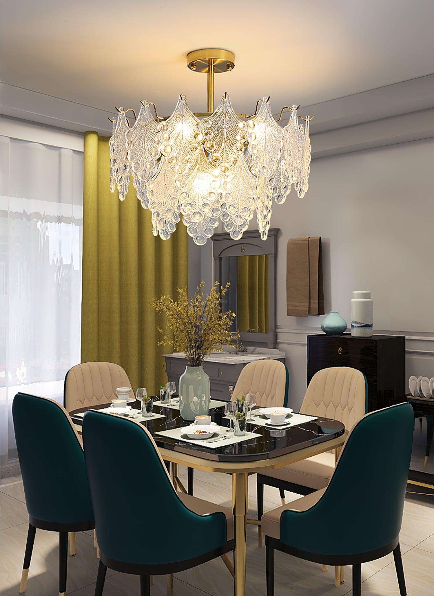 Tiered Carved Glass Chandelier Φ 15.7″ - Luxehomezone