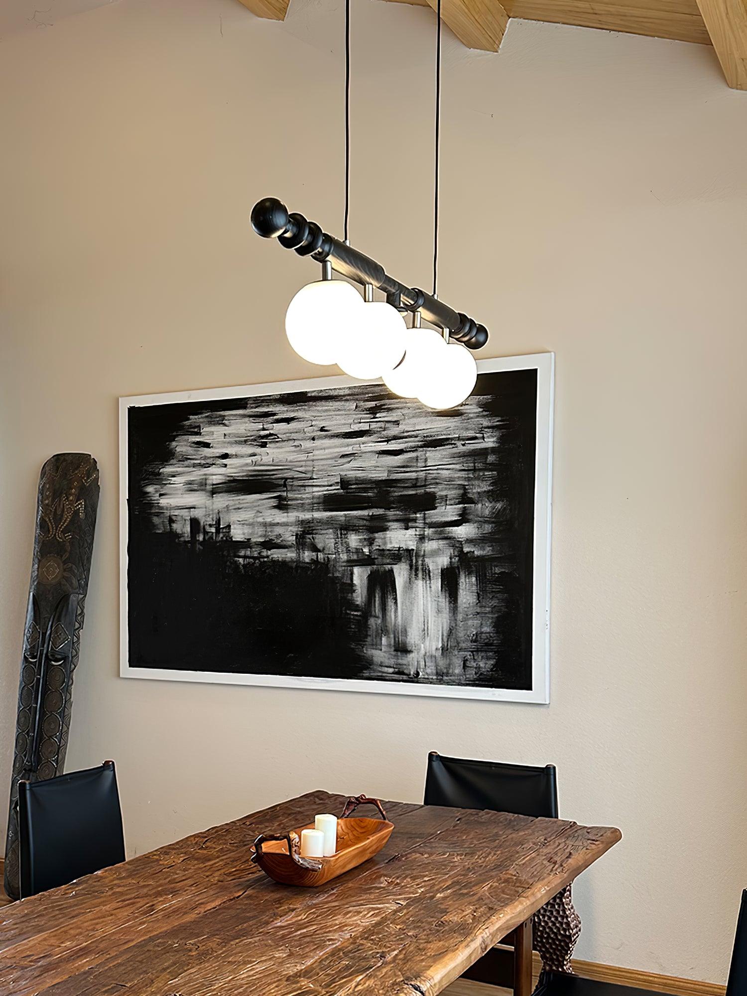 Roman Column Linear Chandelier - Wood-1-Luxehomezone