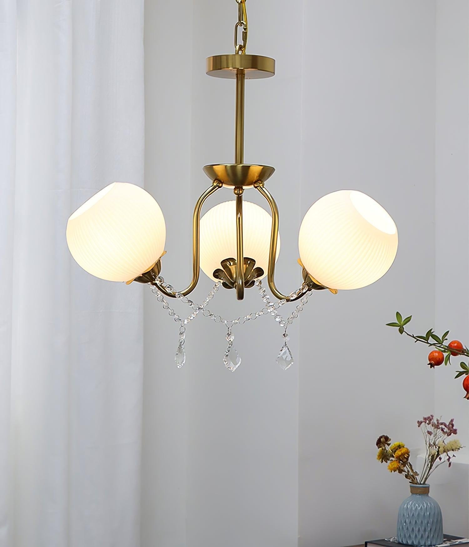 Orb Glow Copper Glass Chandelier ∅22" - Bend, Marshmallow Chandelier-1-Luxehomezone