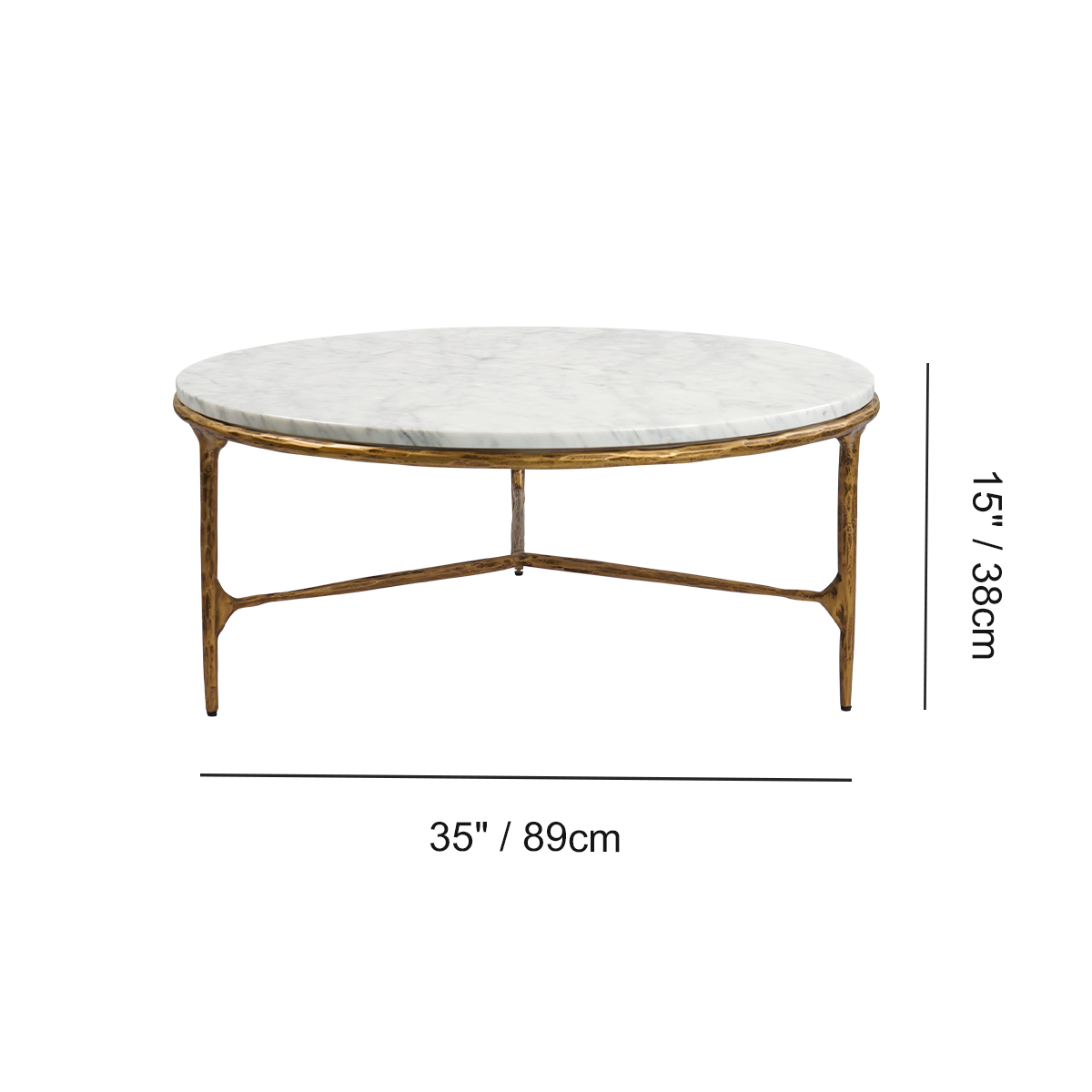 Thaddeus Marble Round Coffee Table 3 Legs 35"