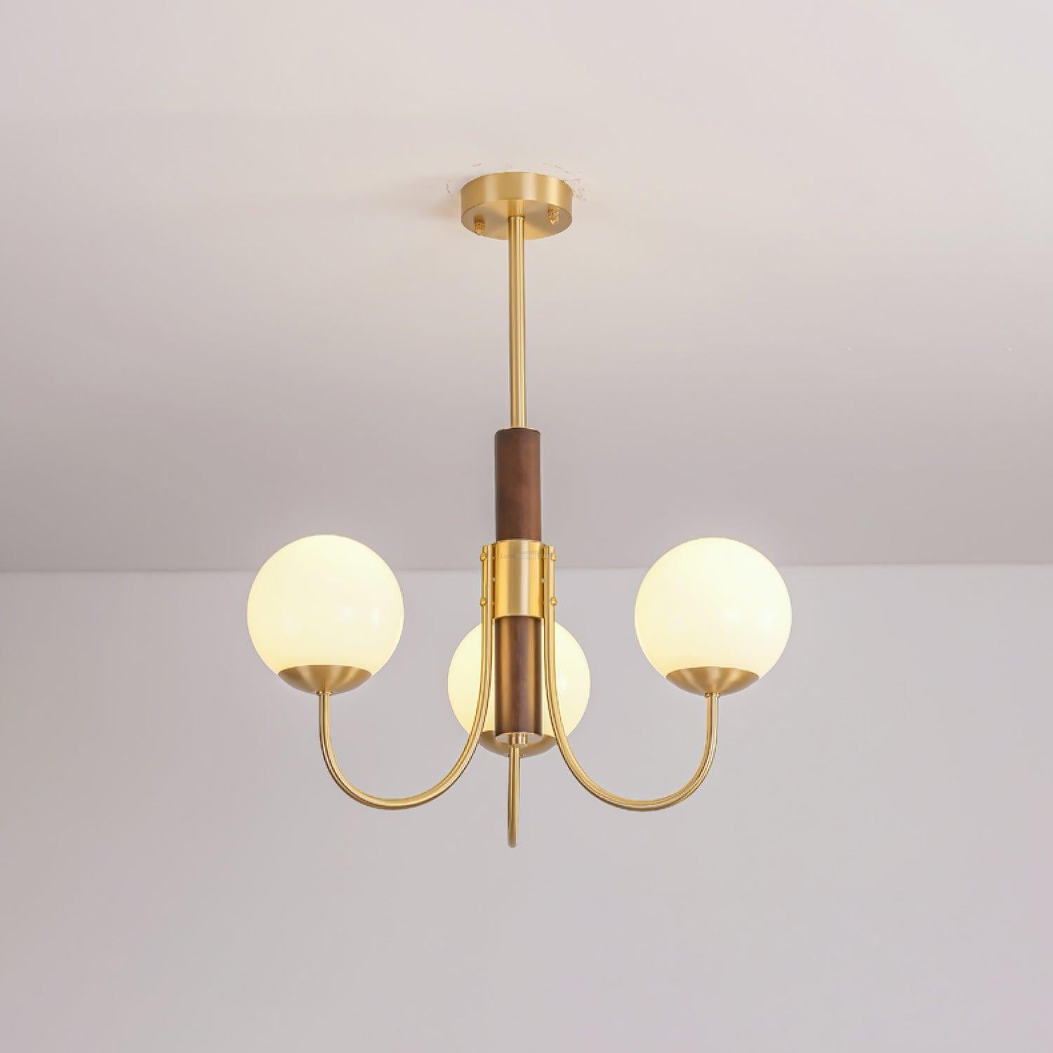 Midas Touch Walnut Sphere Chandelier with 3/6/8 heads - Luxehomezone