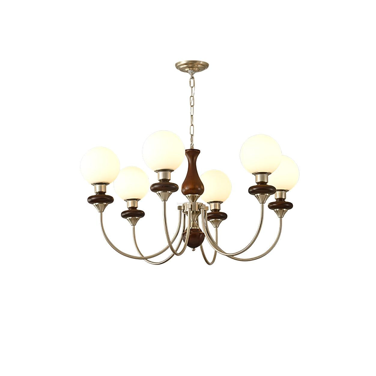 Walnut Brass Chandelier with 3/6/8 lamps - Bend, Marshmallow Chandelier-1-Luxehomezone