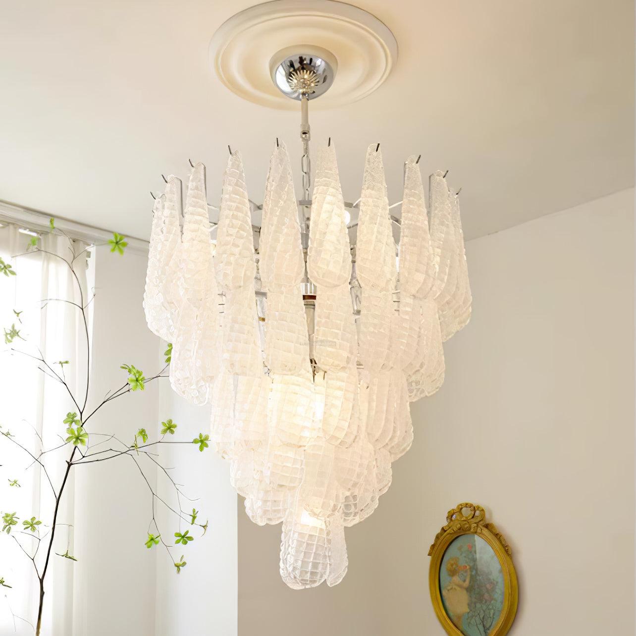 Grid Glass Style Waterfall Chandelier - Cylinder-1-Luxehomezone