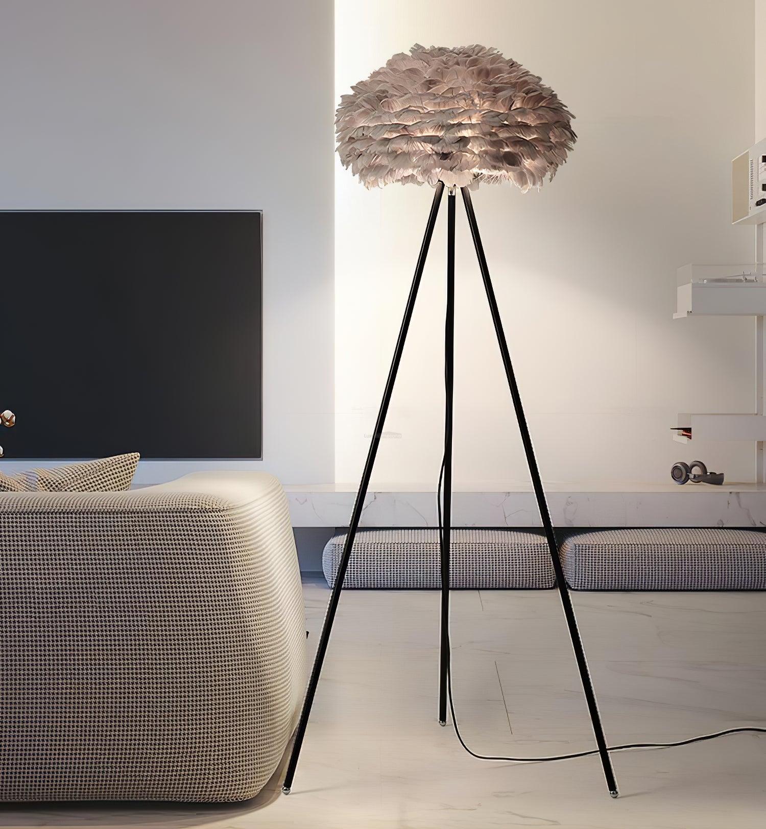 Eos Feather Floor Lamp  ∅ 19.6″ - Feather-1-Luxehomezone