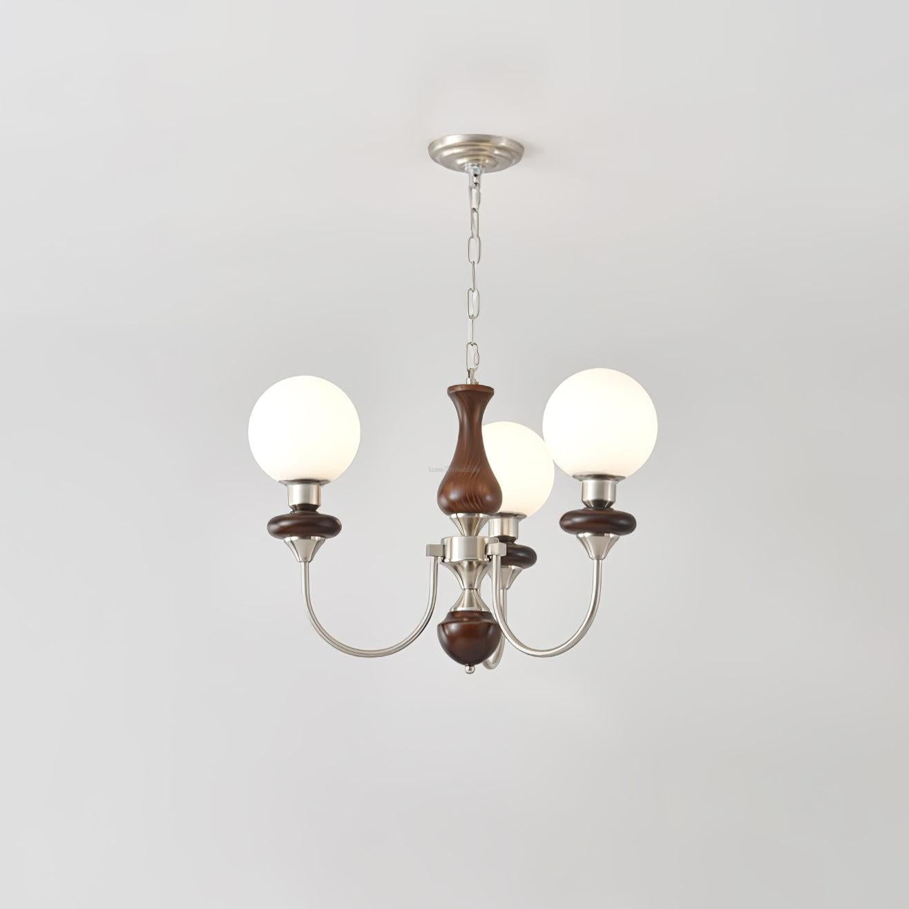 Walnut Brass Chandelier with 3/6/8 lamps - Bend, Marshmallow Chandelier-1-Luxehomezone