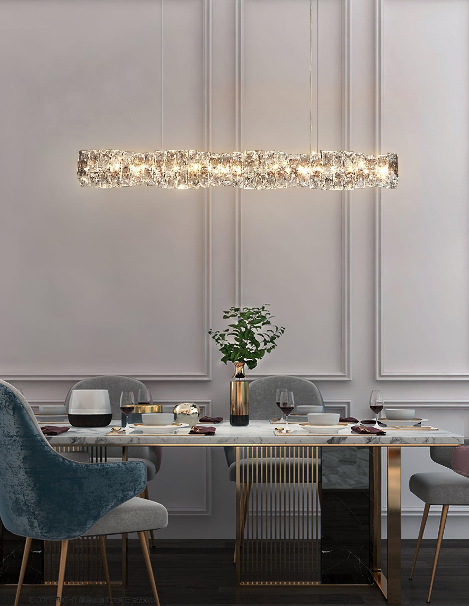 Long Crystal  Linear Pendant Light - Bar-1-Luxehomezone