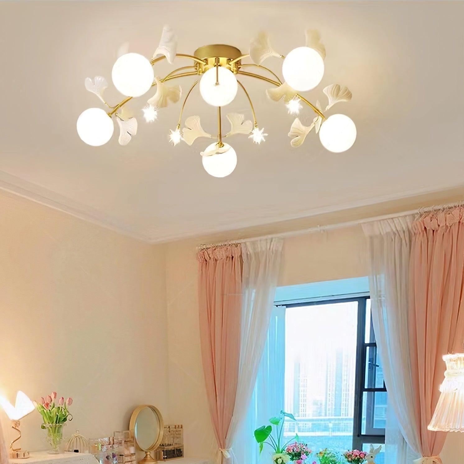 Ginkgo Glass Ceiling Lamp ∅ 39.4″ - Bend, Semi Flush Mounts-1-Luxehomezone