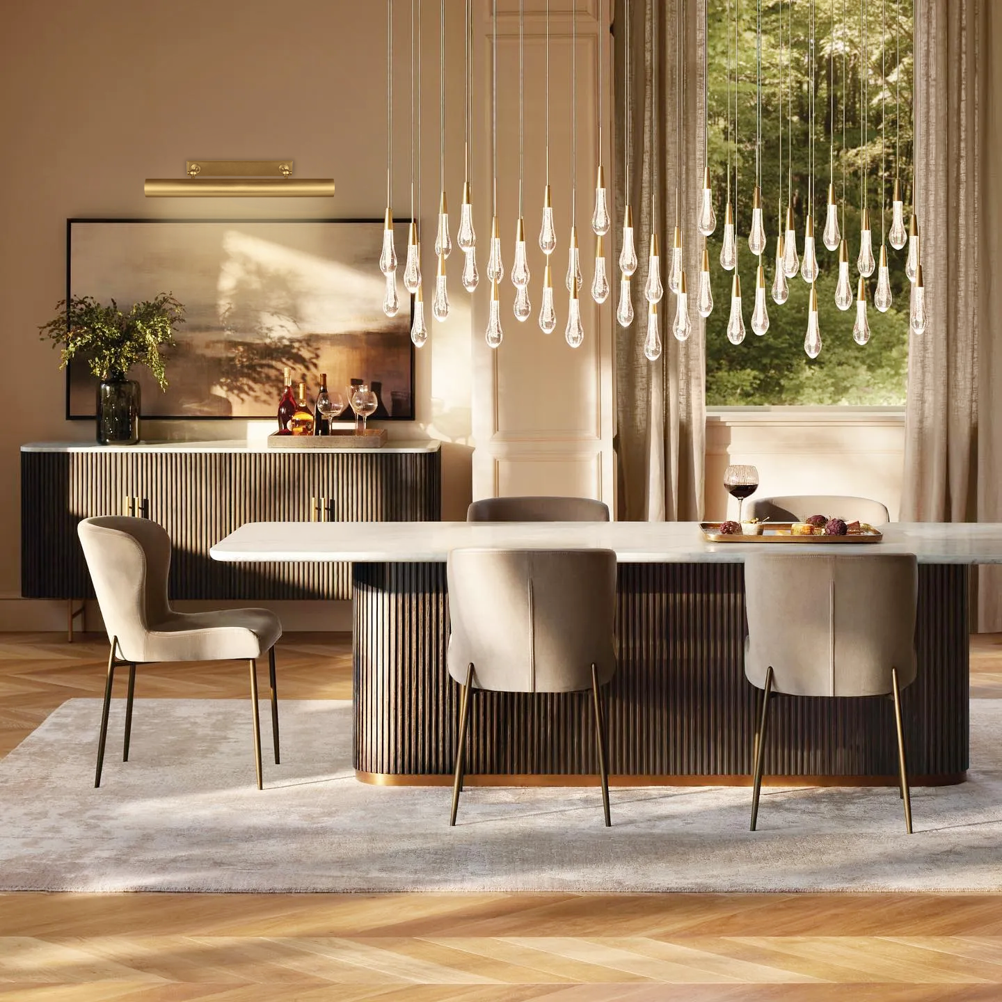 Solitaire Linear Chandelier 37"/ 50"/ 70"/ 87"/ 120"