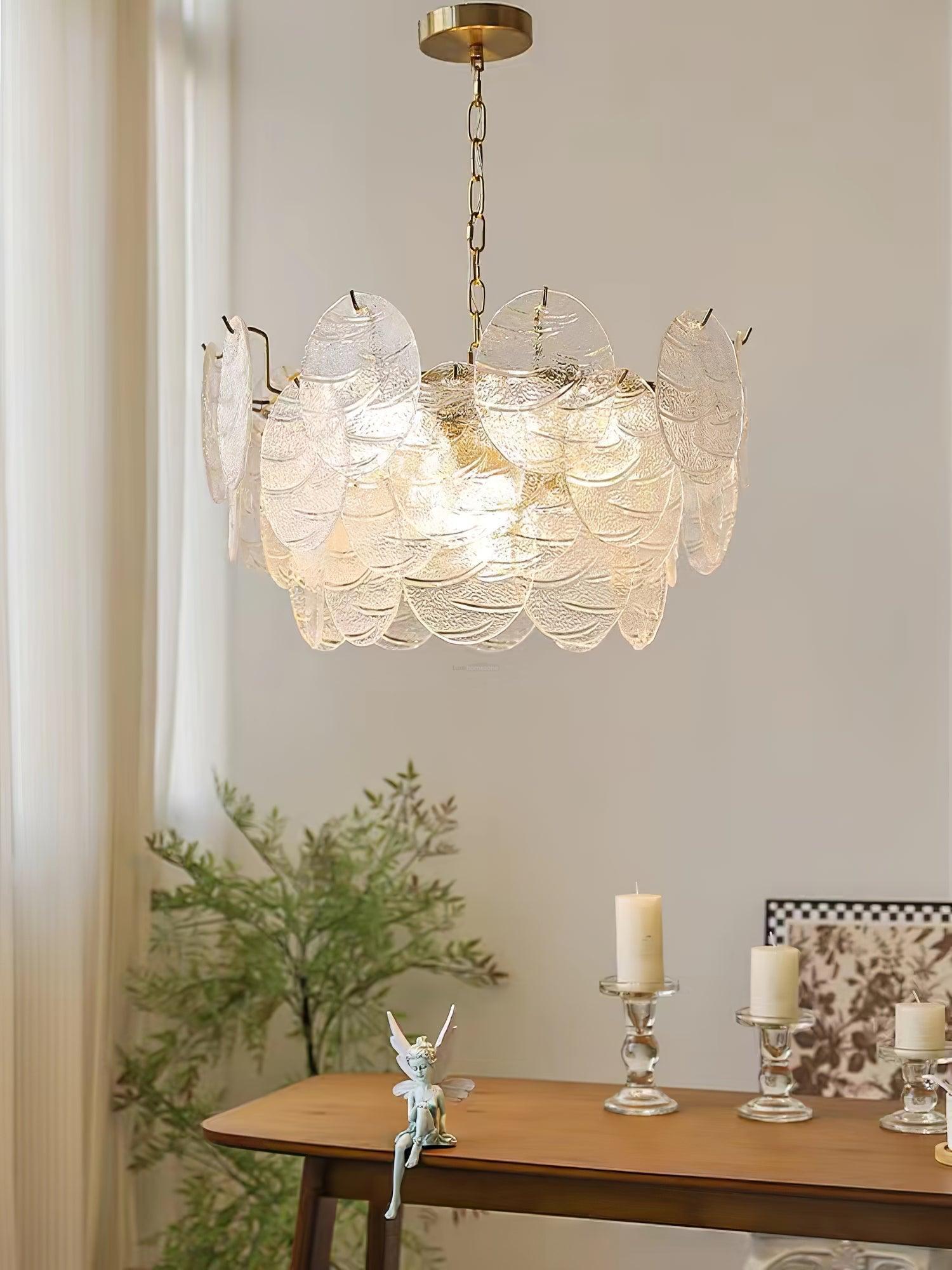 Glass Disc Chandelier with 4/6/9/12 heads - Cylinder-1-Luxehomezone