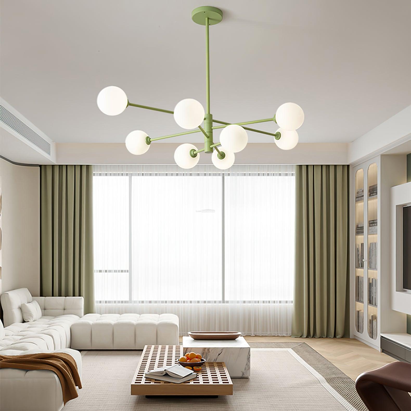 Orbi Green Chandelier with 4/6/8 heads - Frown-1-Luxehomezone