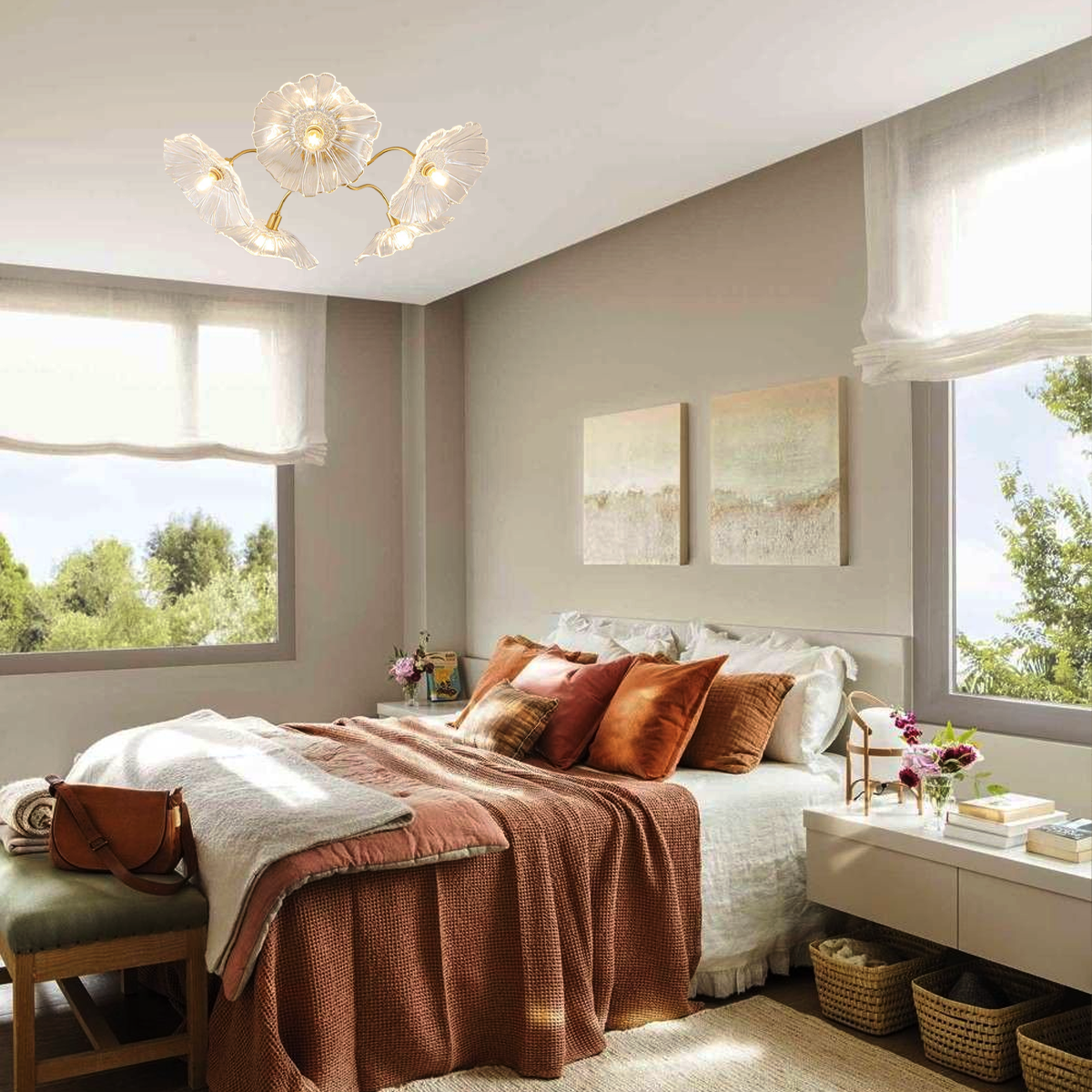 Lotus Leaf Glass Ceiling Lamp ∅ 31.5″/39.4'' - Luxehomezone