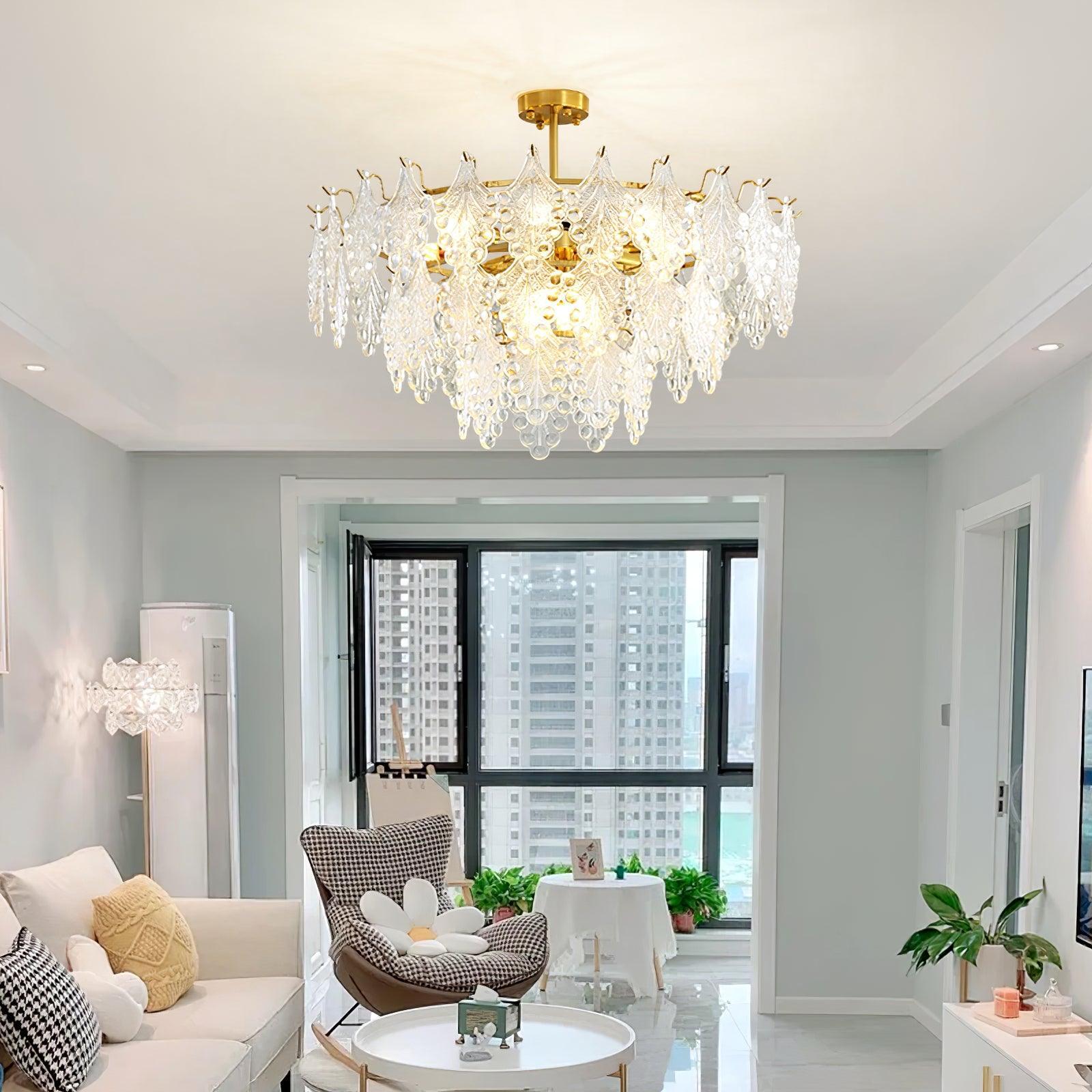 Tiered Carved Glass Chandelier Φ 15.7″ - Luxehomezone
