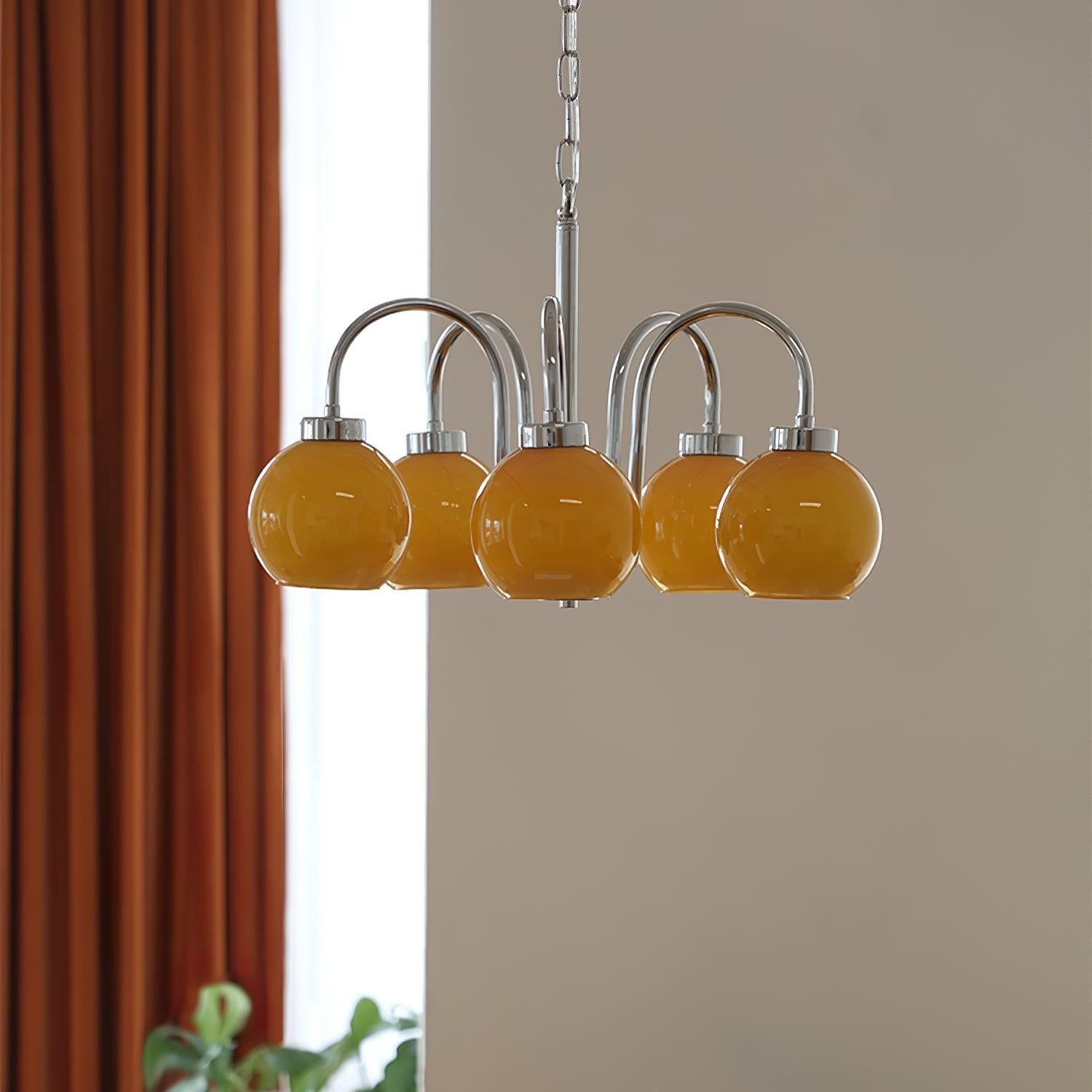 Loa Chandeliers with 3/4/5 heads - Glass Chandelier, Persimmon-1-Luxehomezone