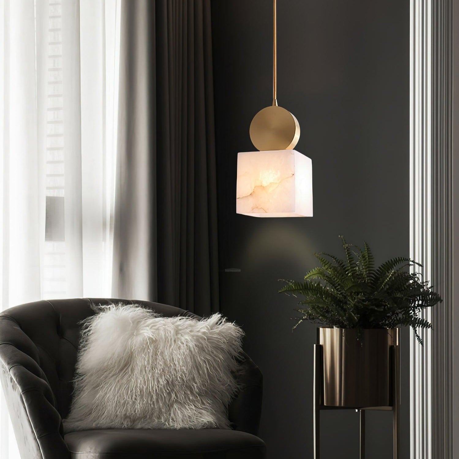 Etruscan Alabaster Marble Pendant Light - Alabaster, Alabaster Pendant-1-Luxehomezone