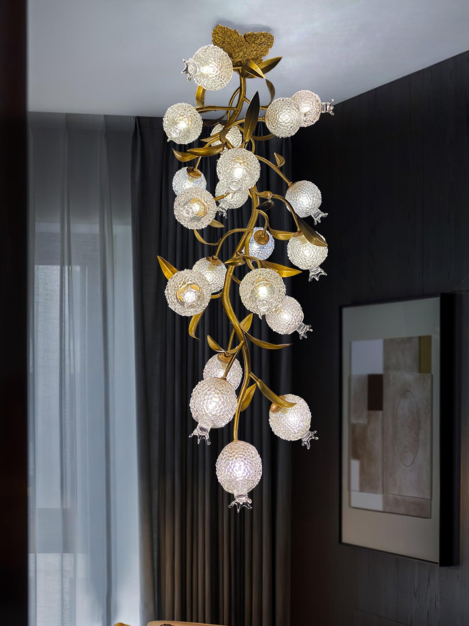 Pomegranate Brass Chandelier ∅ 19.7″ - Helia, Semi Flush Mounts-1-Luxehomezone
