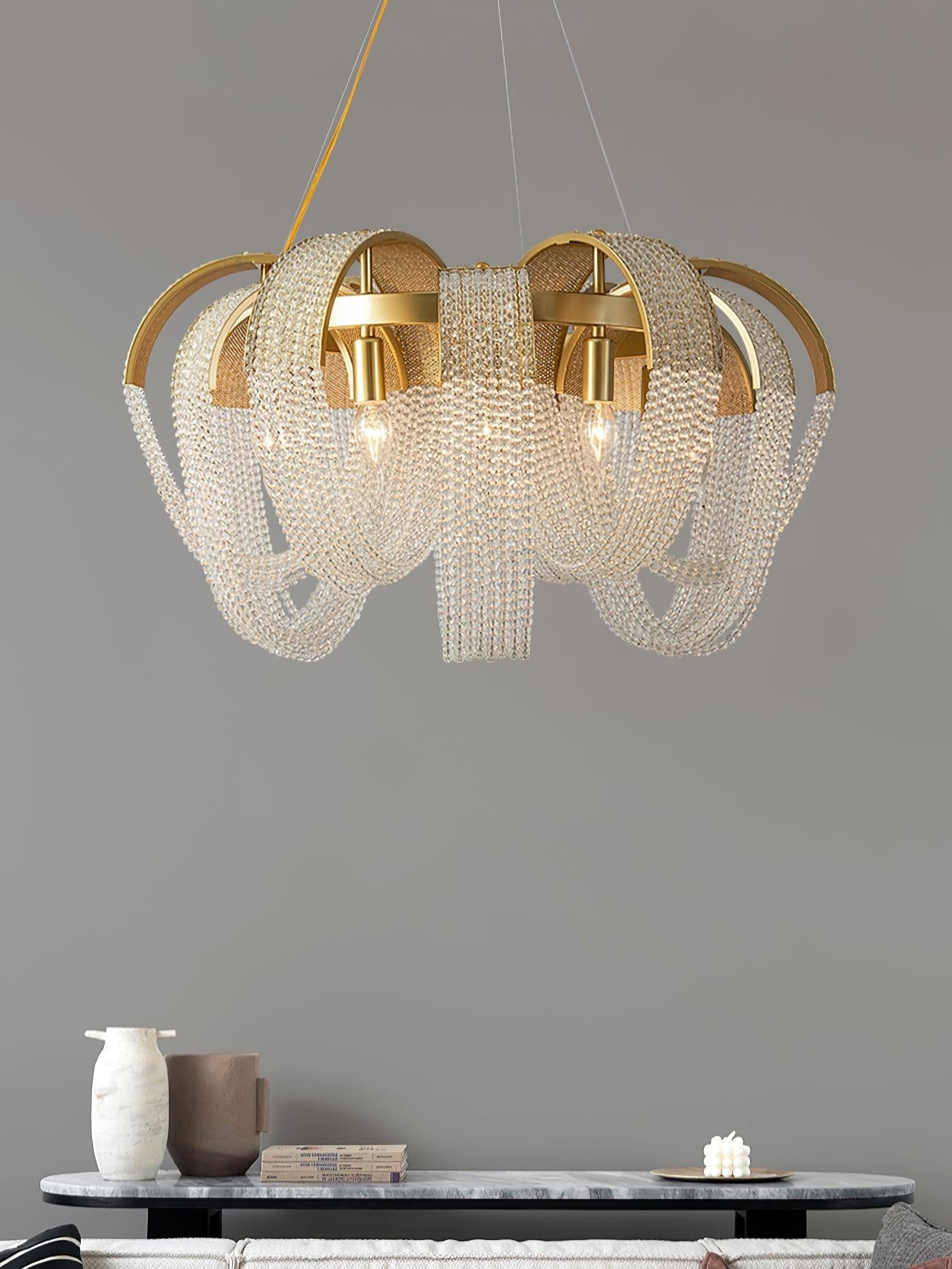 Mesh Crystal Chandelier with 1/6/9 heads - Crystals-1-Luxehomezone