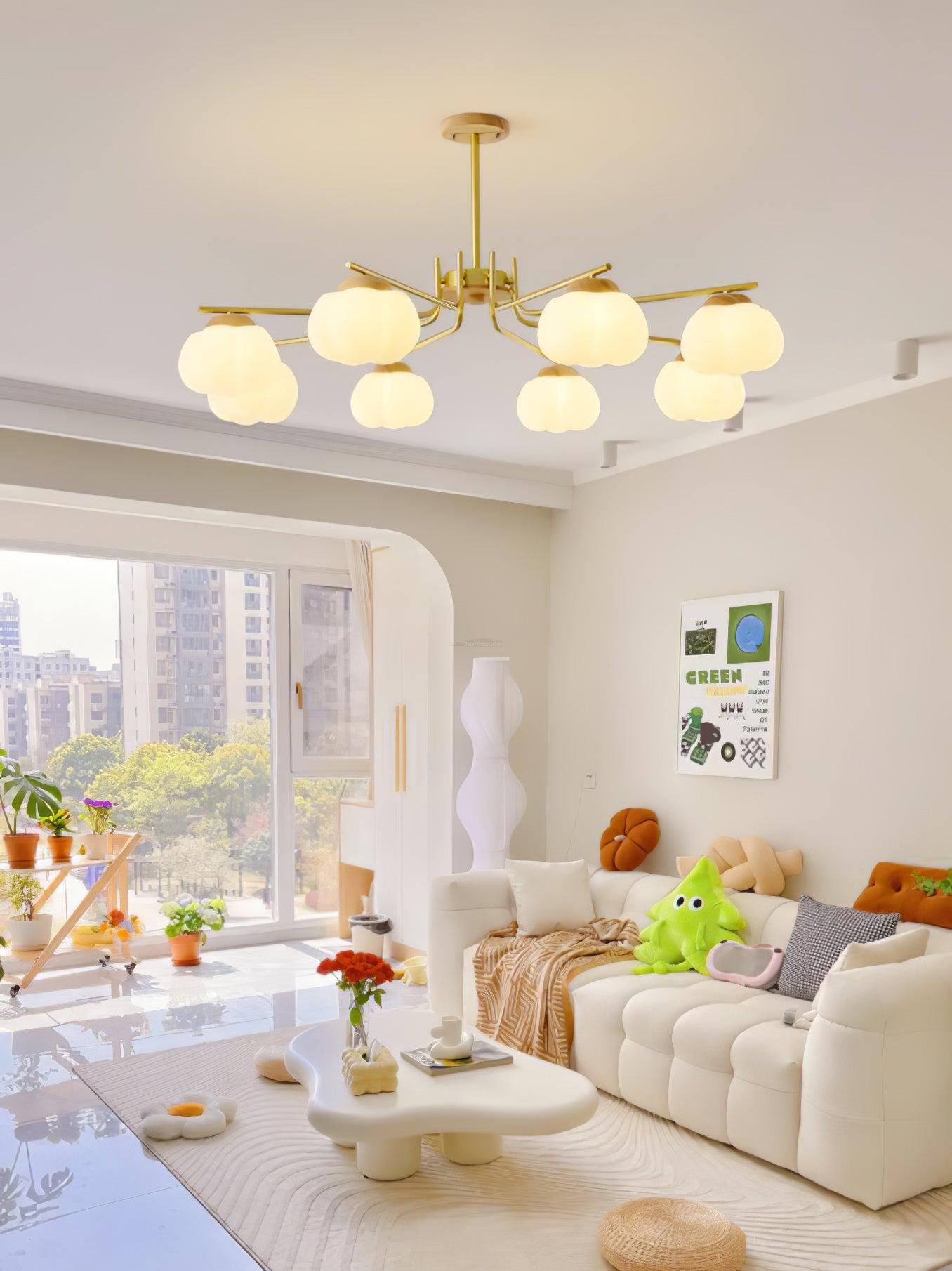 Plastic Cotton Balls Chandelier with 5/8 heads - Zahara-1-Luxehomezone