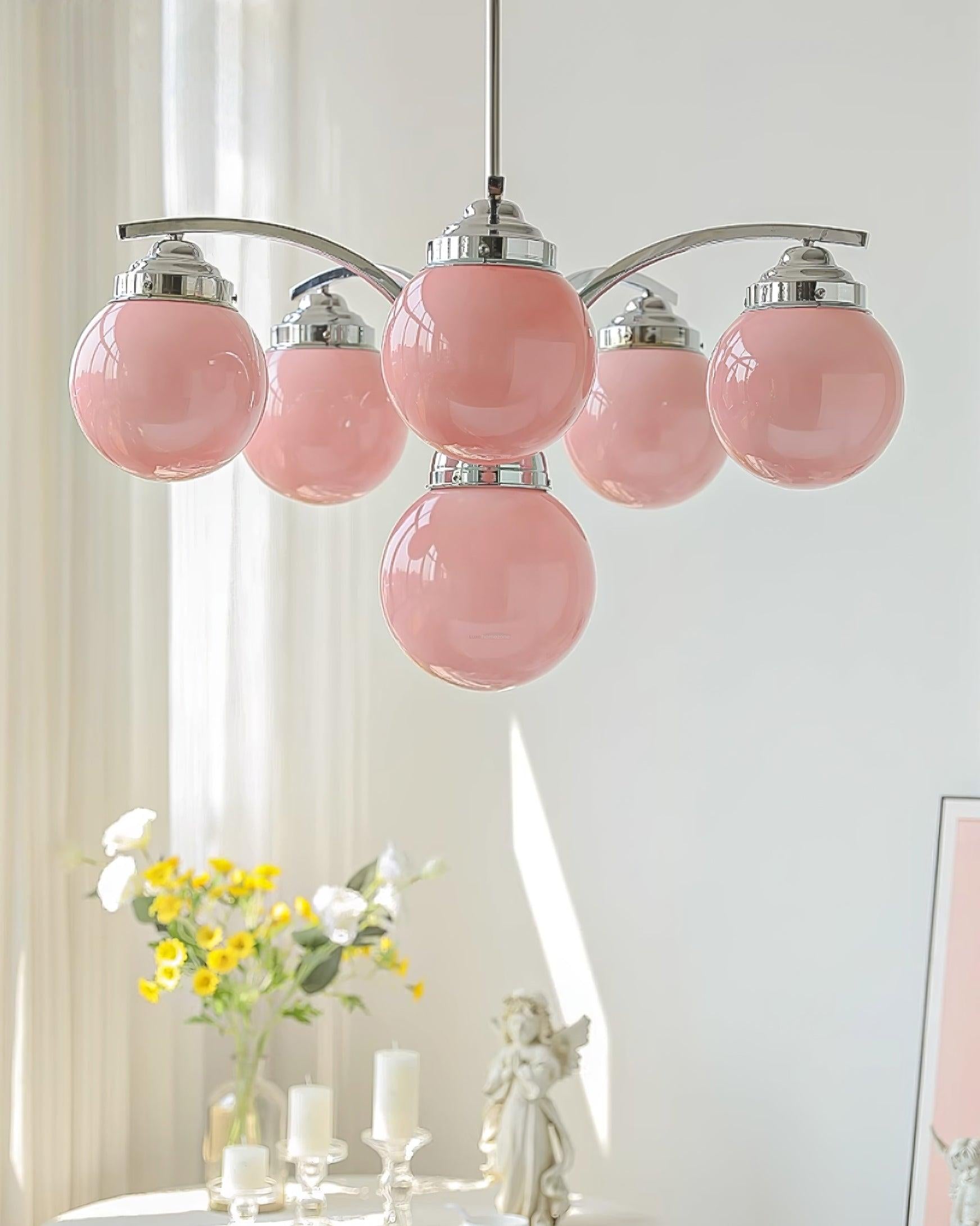 Pink Salamanca Chandelier with 4/6 heads - Glass Chandelier, Persimmon-1-Luxehomezone