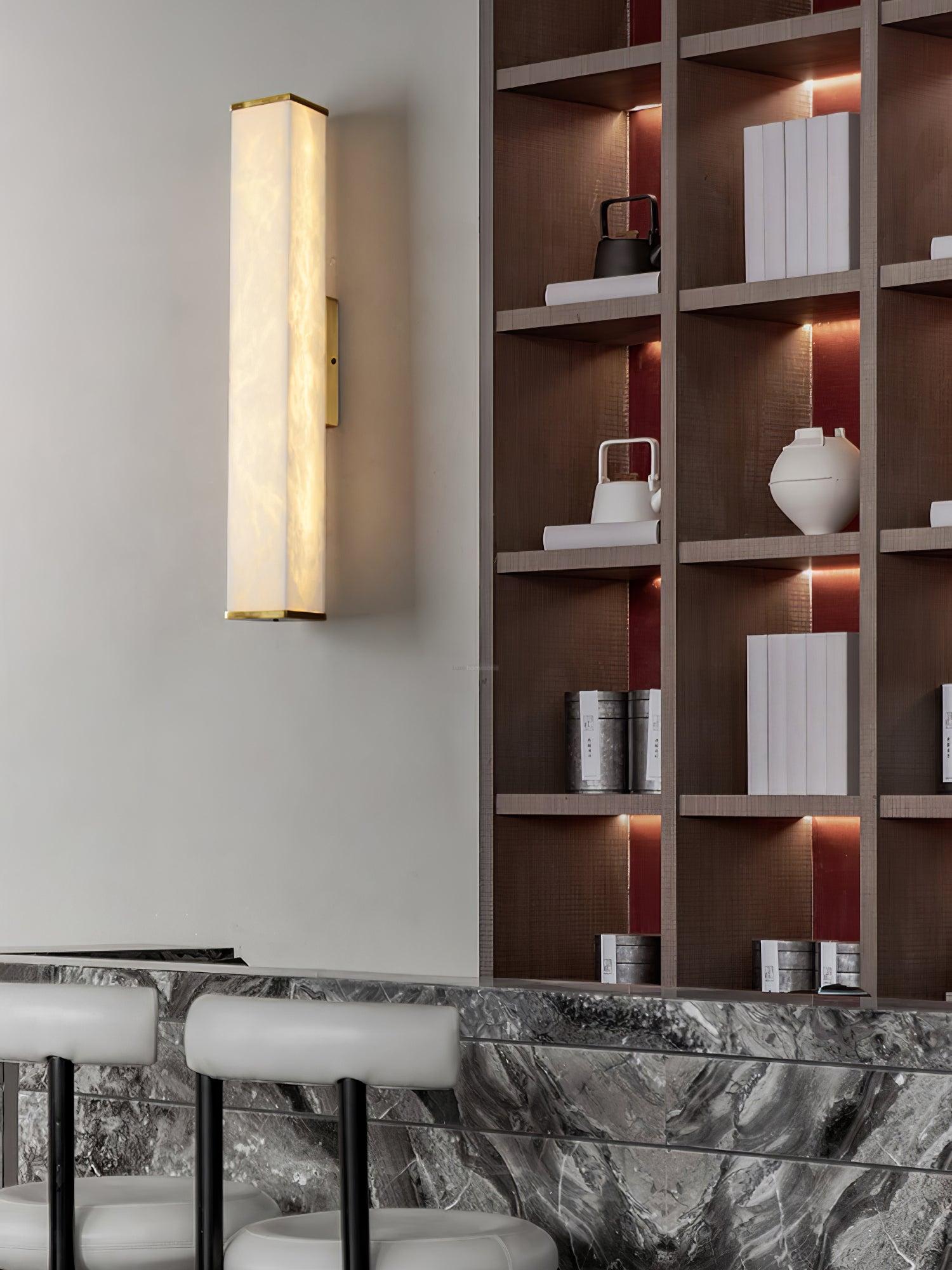 Cuboid Alabaster Wall Sconce - Alabaster, Alabaster Wall Lamp-1-Luxehomezone