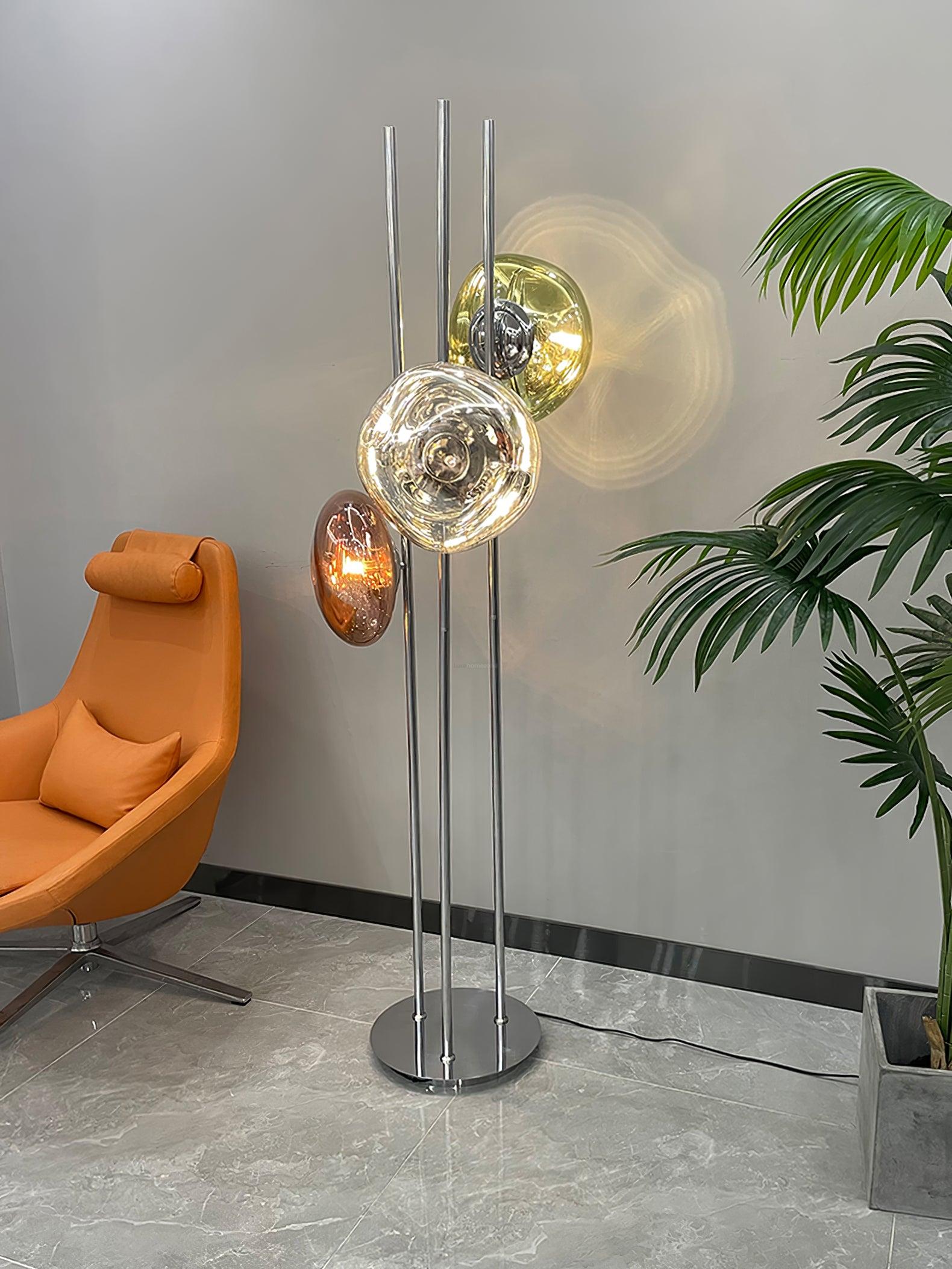 Three Light Glass Floor Lamp ∅ 13.8″ - Luxehomezone
