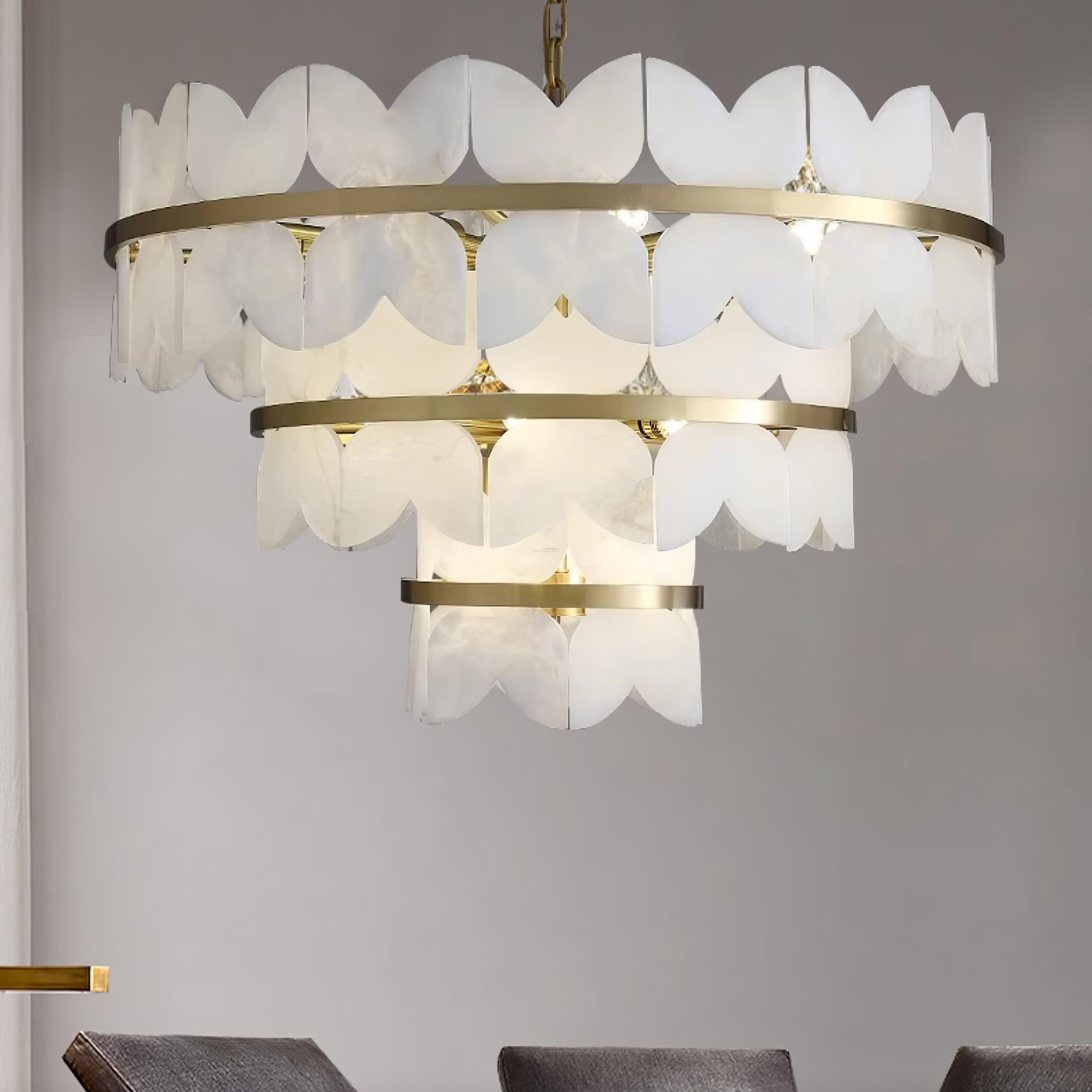 Alabaster Cloudscape Chandelier with 1/2 layer - Alabaster, Alabaster Chandelier-1-Luxehomezone
