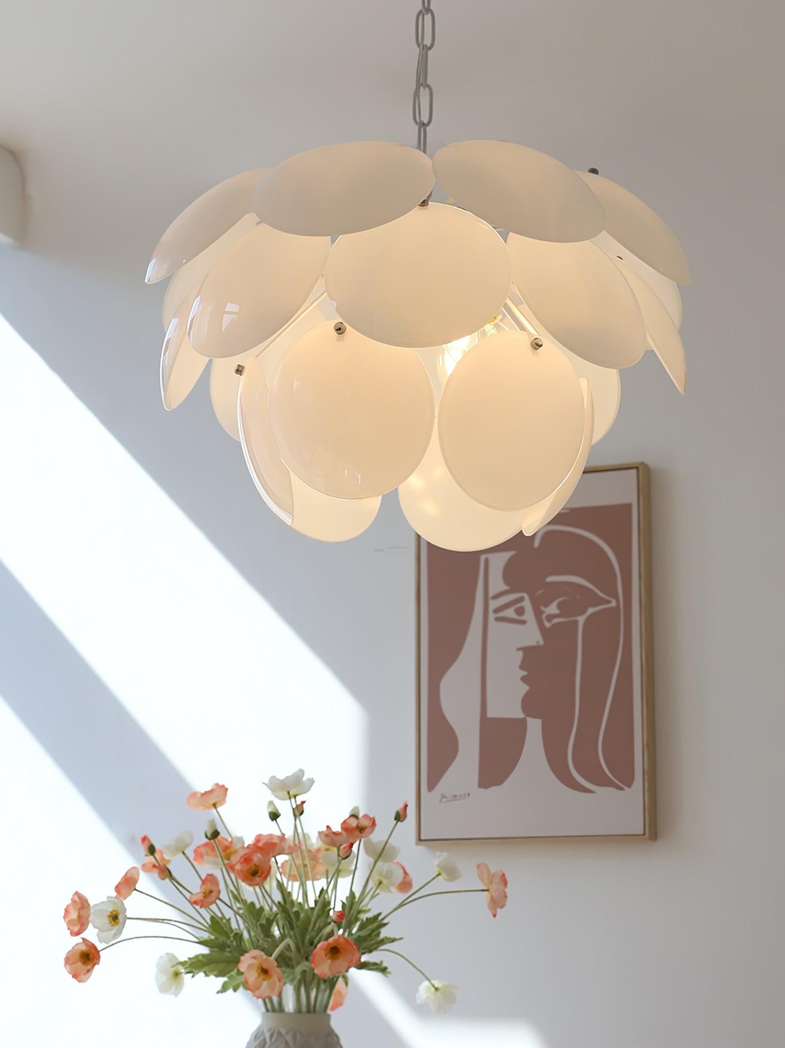 Luminous Petal Glass Round Chandelier - Luxehomezone