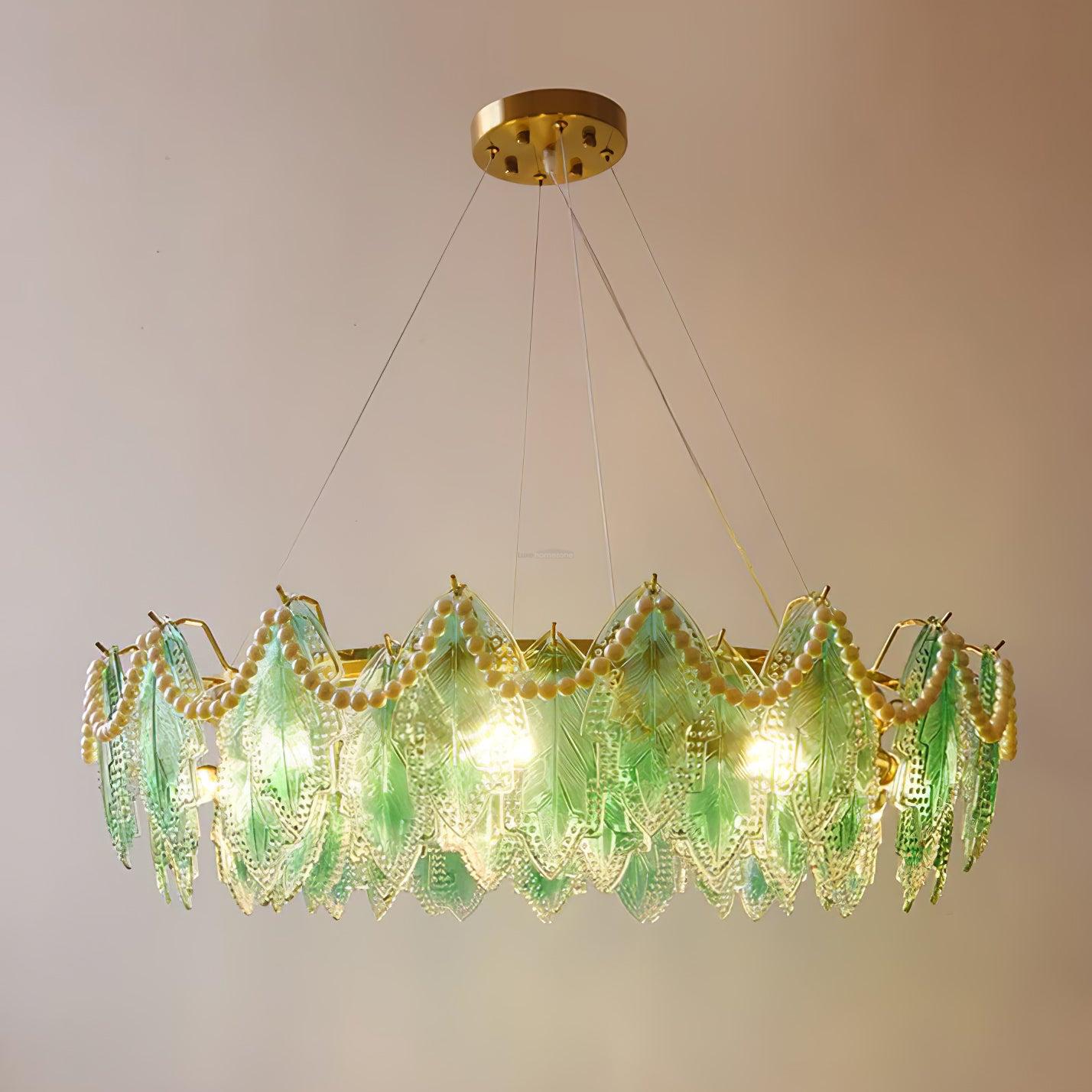 Maple Leaf Type Glass Chandelier - Cylinder-1-Luxehomezone