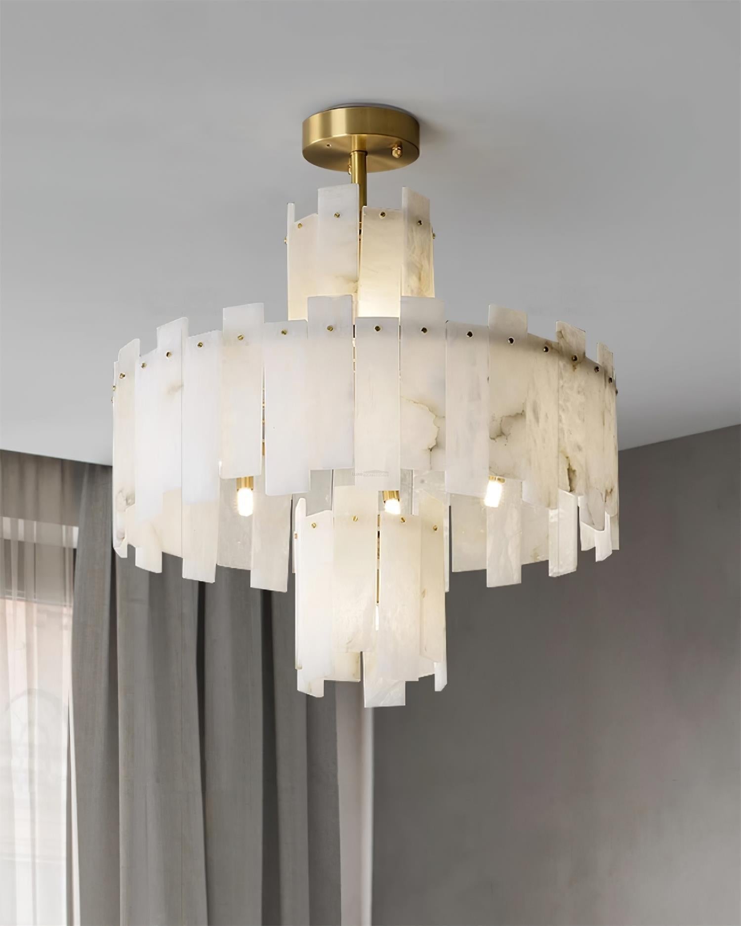 Regina Alabaster Round Chandelier - Alabaster, Alabaster Chandelier-1-Luxehomezone