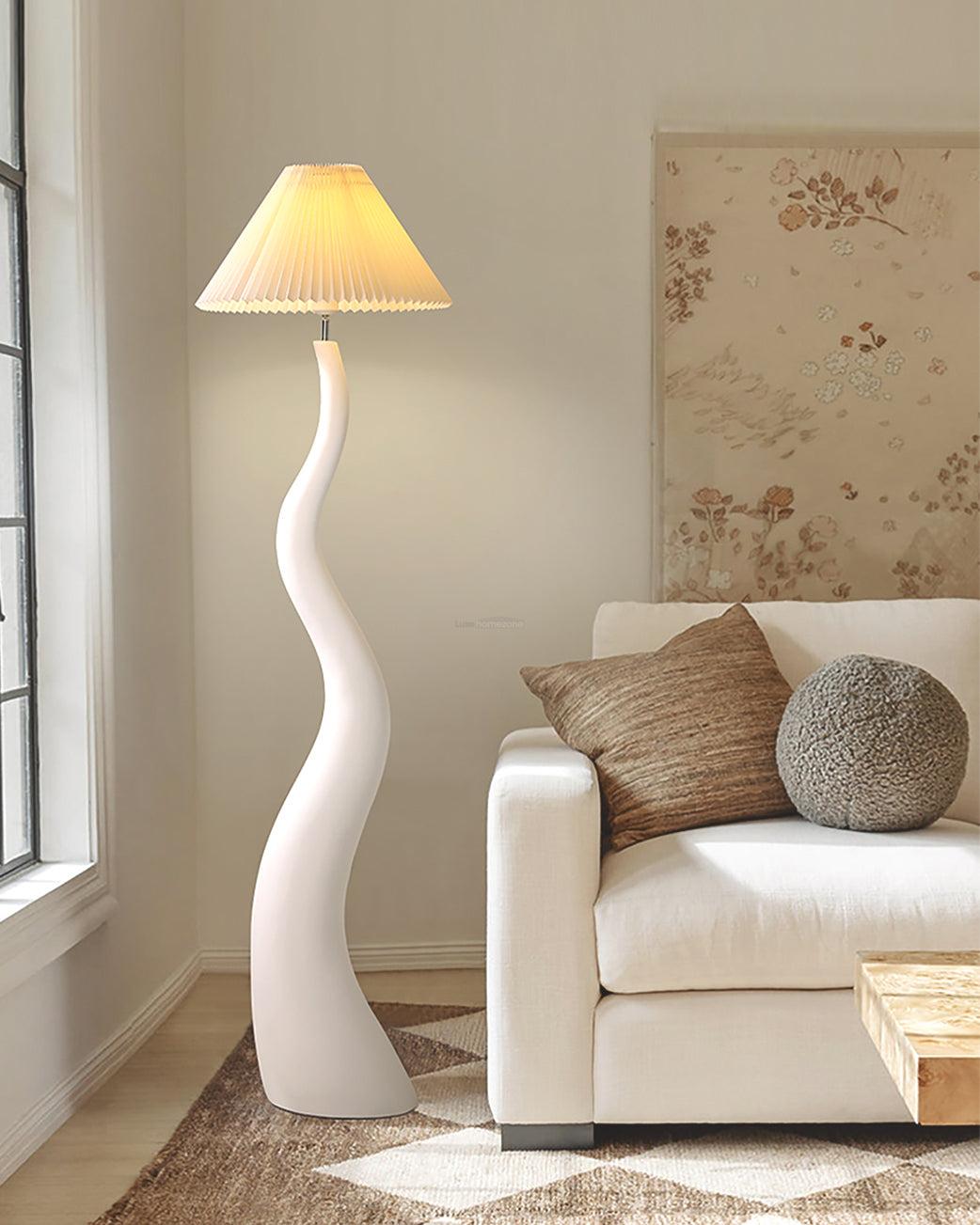 Twisted Pleated Floor Lamp ∅ 17.7″ - Fabric-1-Luxehomezone