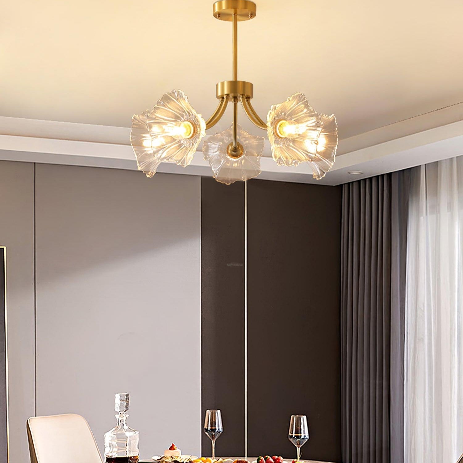 Kalin Flower Glass Chandelier with 3/5/8 heads - Luxehomezone