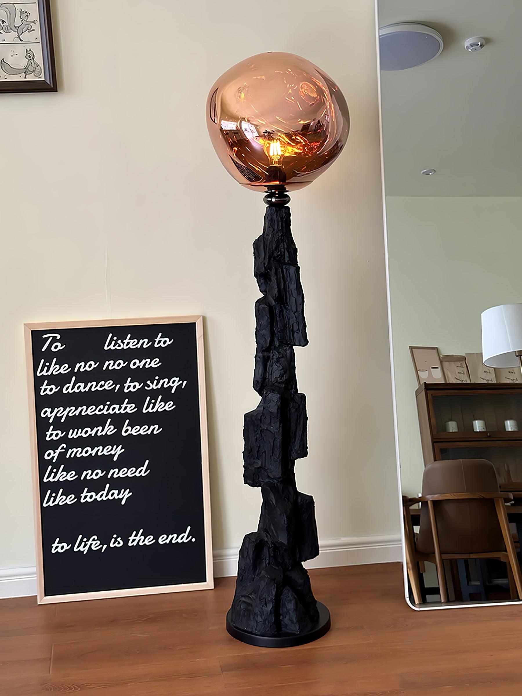 Lava Floor Lamp with Charcoal Color - Black  & Rose gold, Lava-1-Luxehomezone