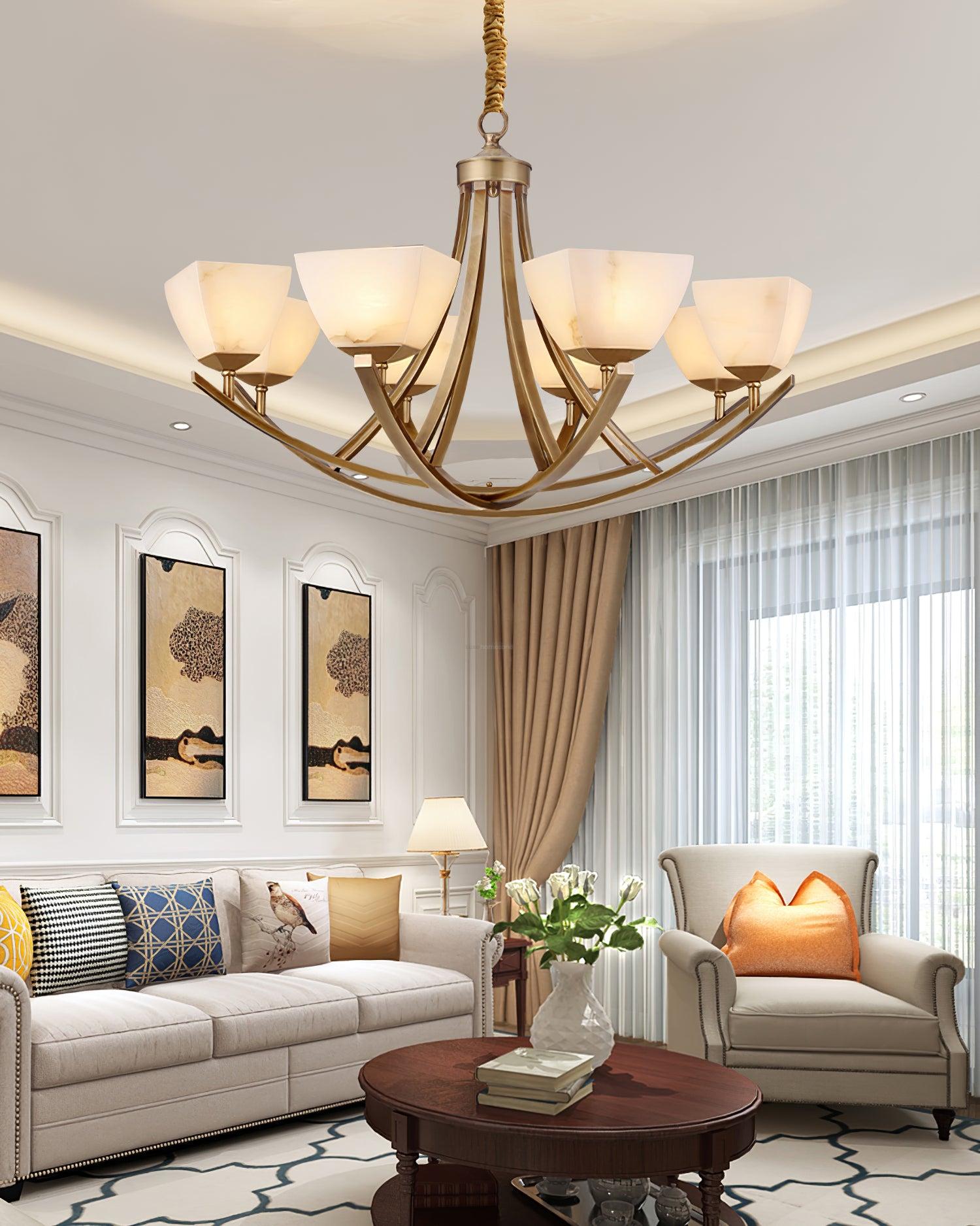 Dover Brass Chandelier with 8 heads - Luxehomezone