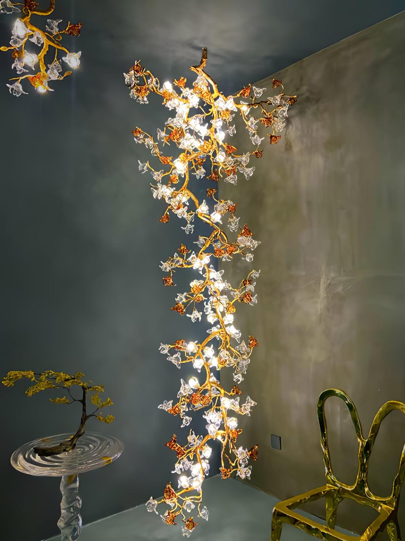 Brass Maple Long Branch Staircase Chandelier - Helia-1-Luxehomezone