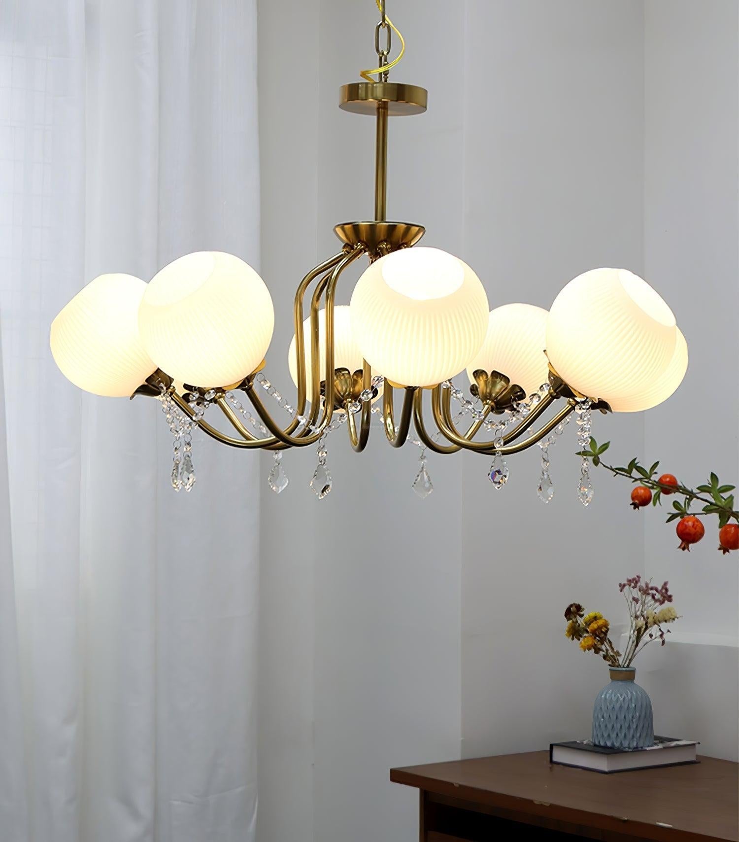 Orb Glow Copper Glass Chandelier ∅22" - Bend, Marshmallow Chandelier-1-Luxehomezone