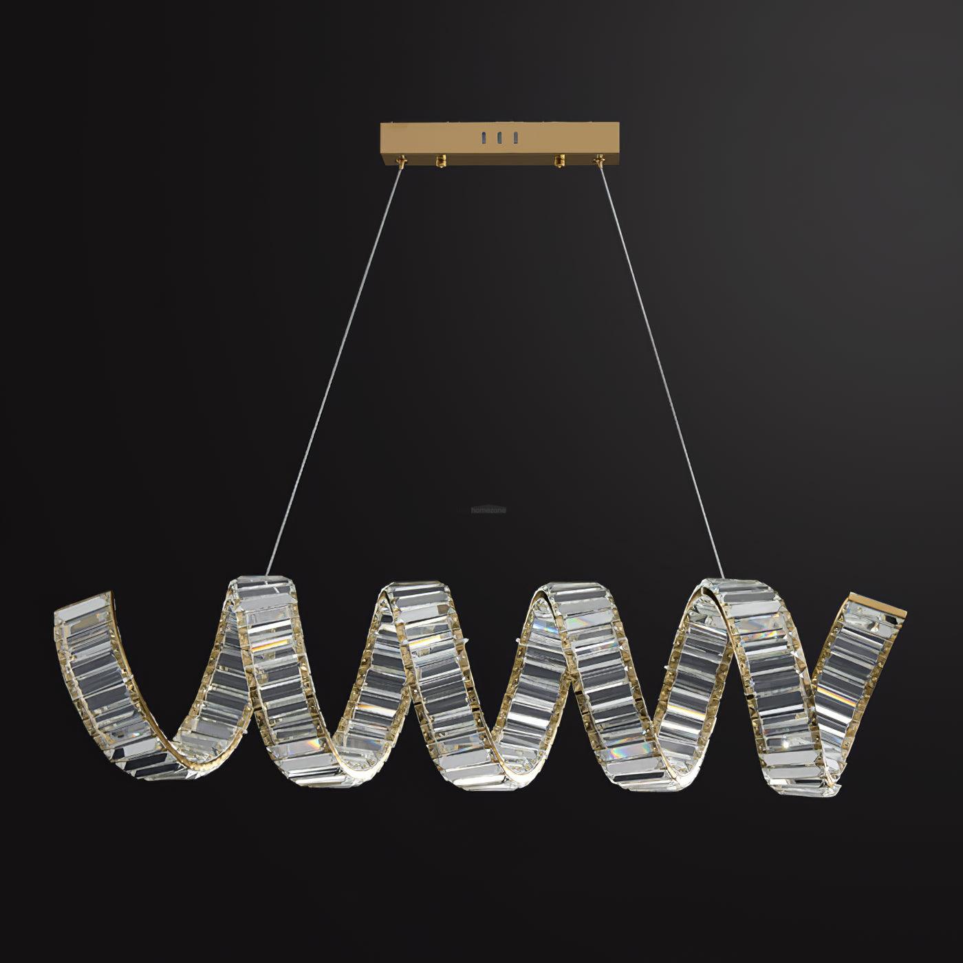 Curved LED Chandelier 39'' 47'' 59'' - Crystals, Straps-1-Luxehomezone