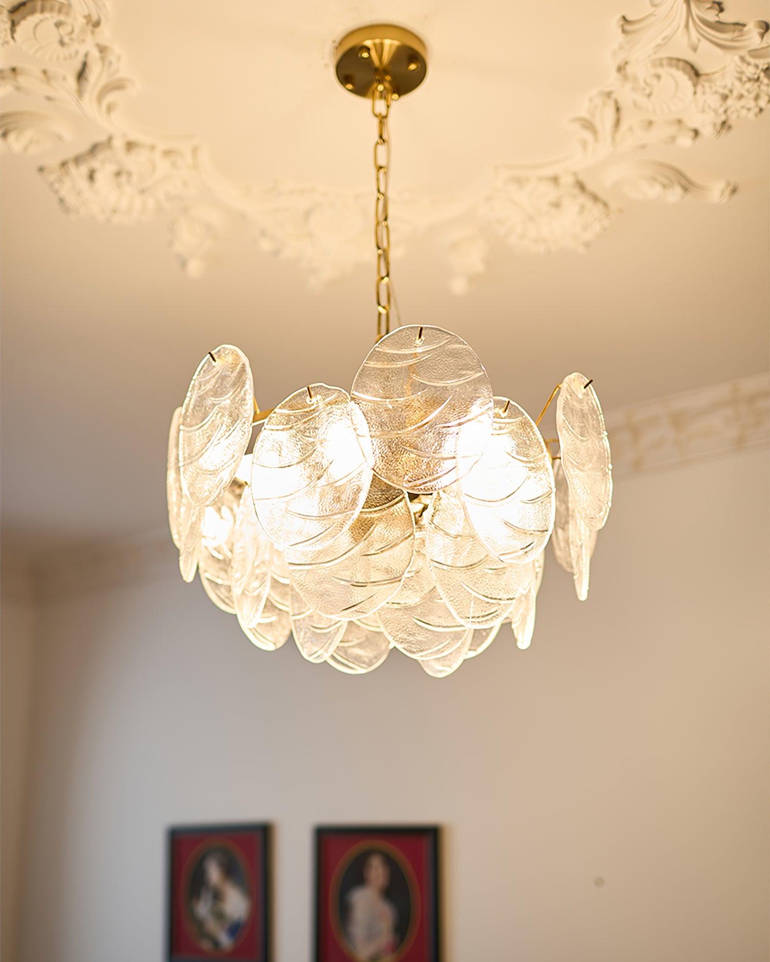 Victorian Disc Round Chandelier - Gold & Clear-1-Luxehomezone