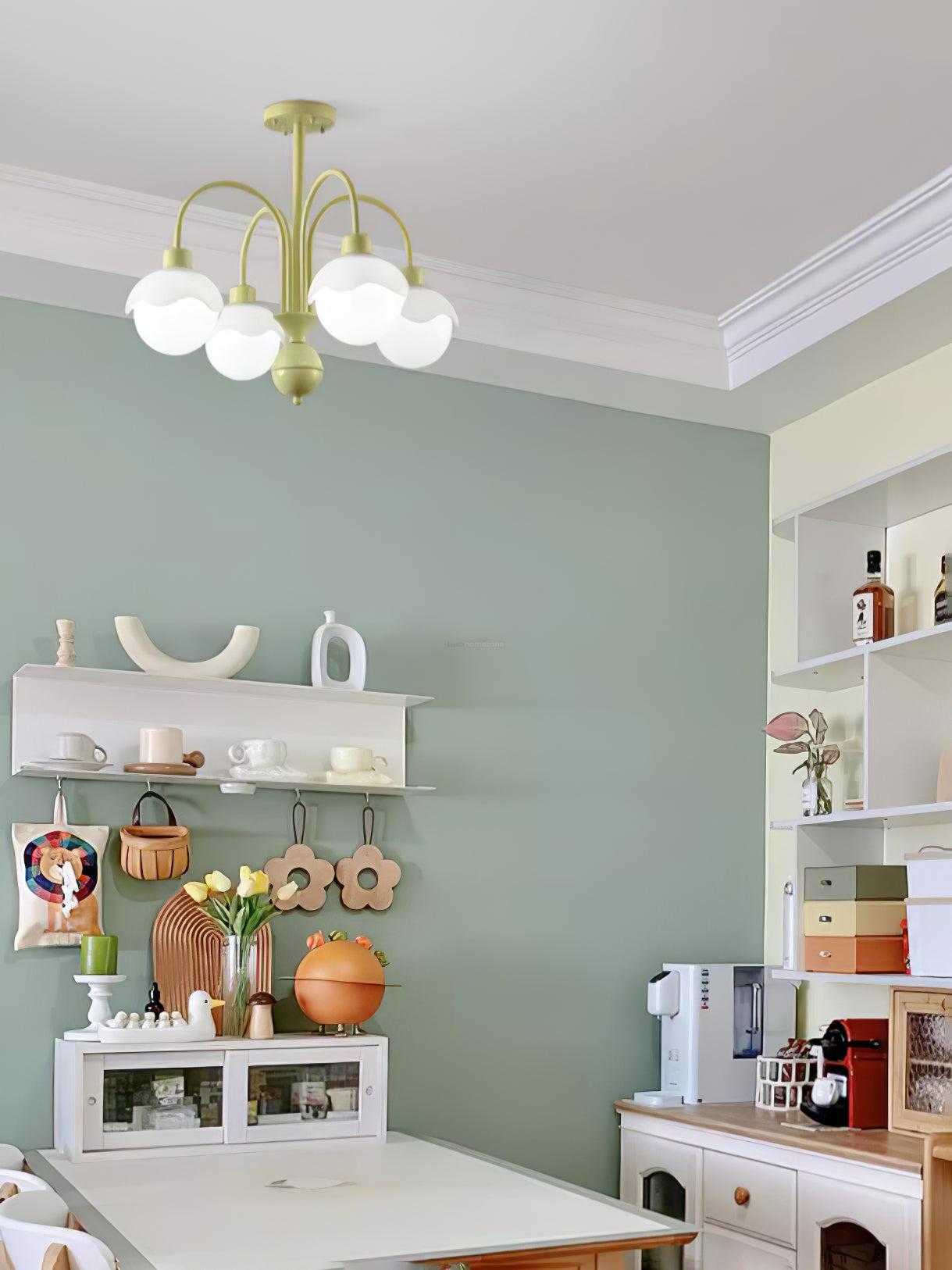 Creamy Lychee Matcha Chandelier with 4/6 heads - Zahara-1-Luxehomezone