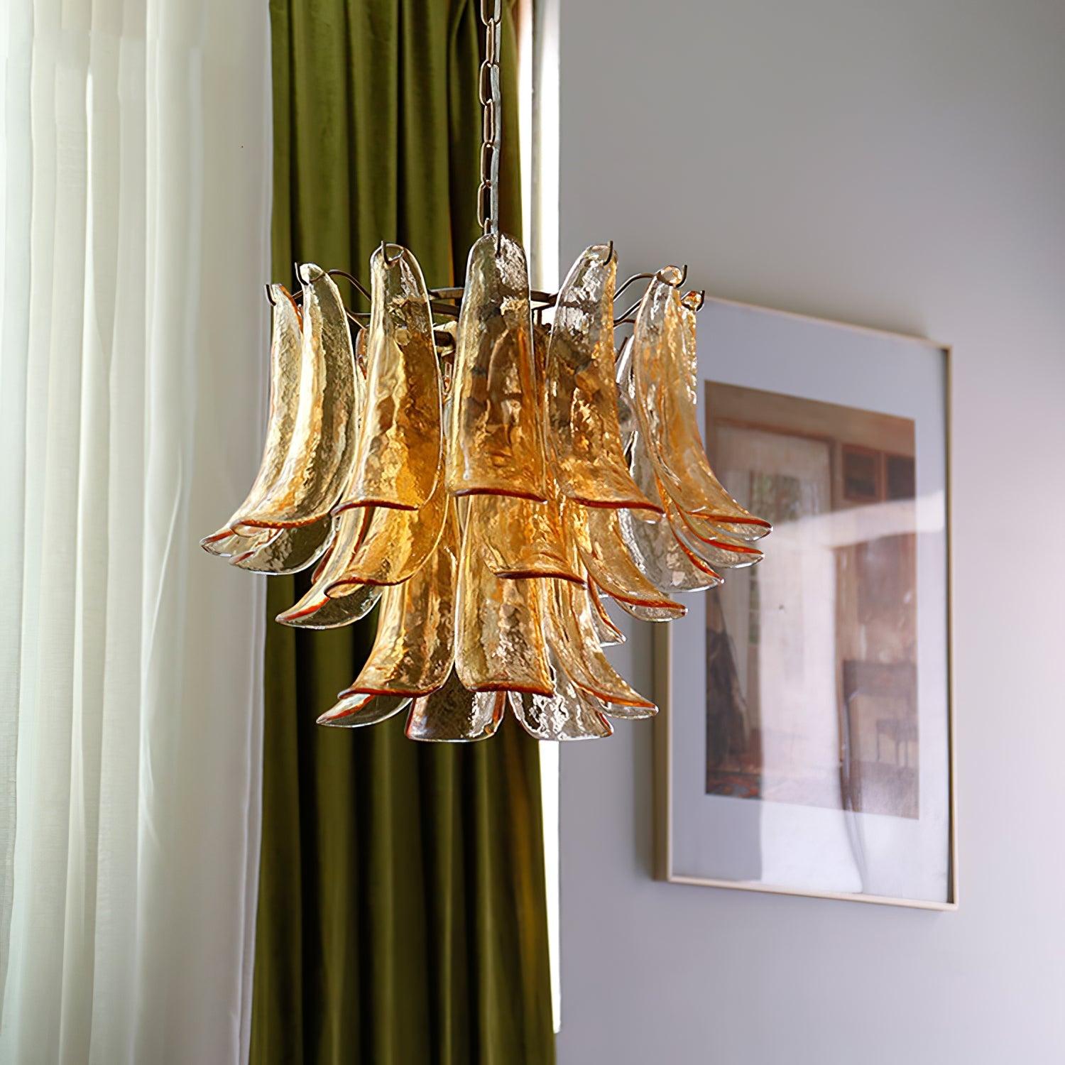 Glass Leaf Cascade Chandelier with 3/4 layer - Luxehomezone