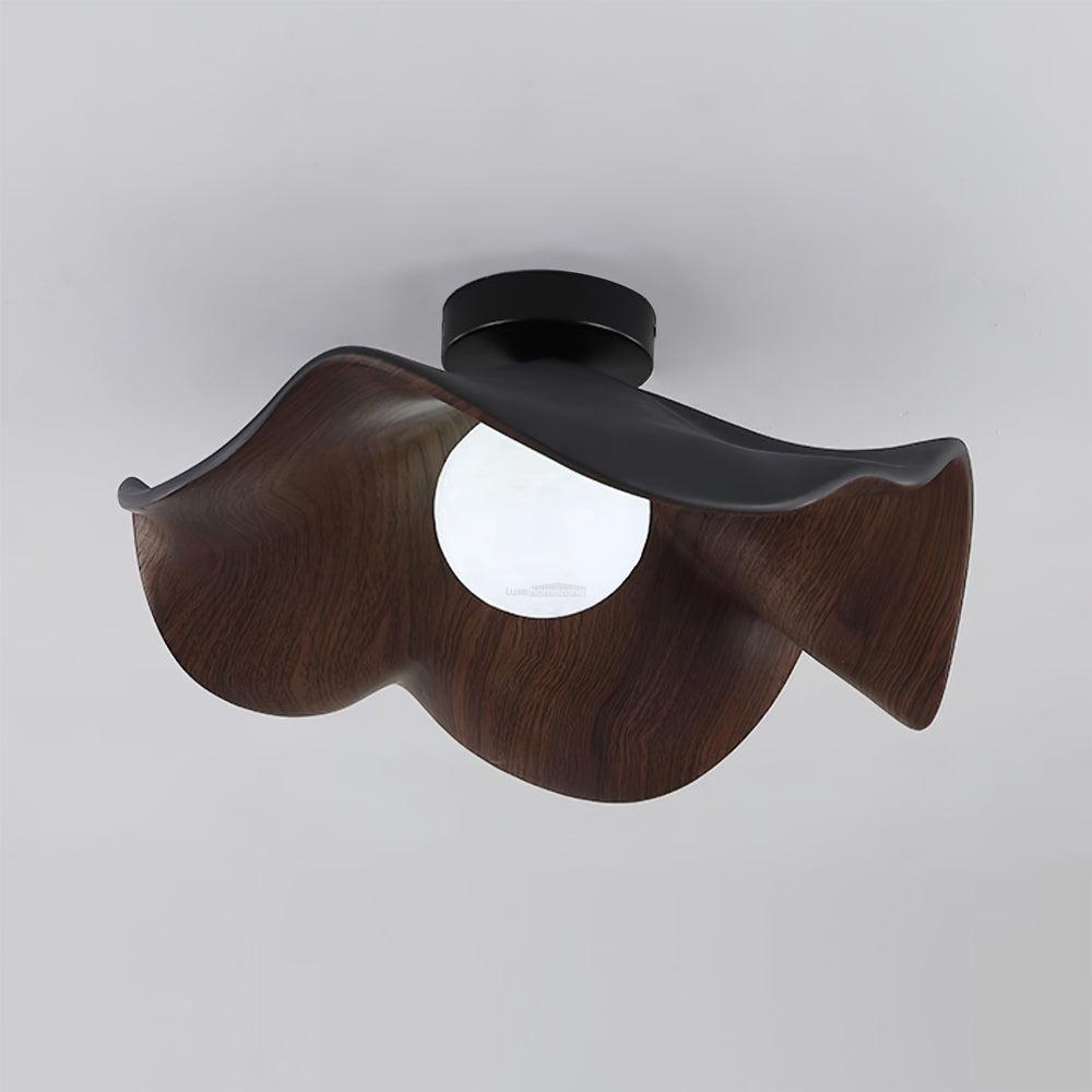 Lotus Leaf Ceiling Lamp 11''/15.7'' - Semi Flush Mounts, Wood-1-Luxehomezone