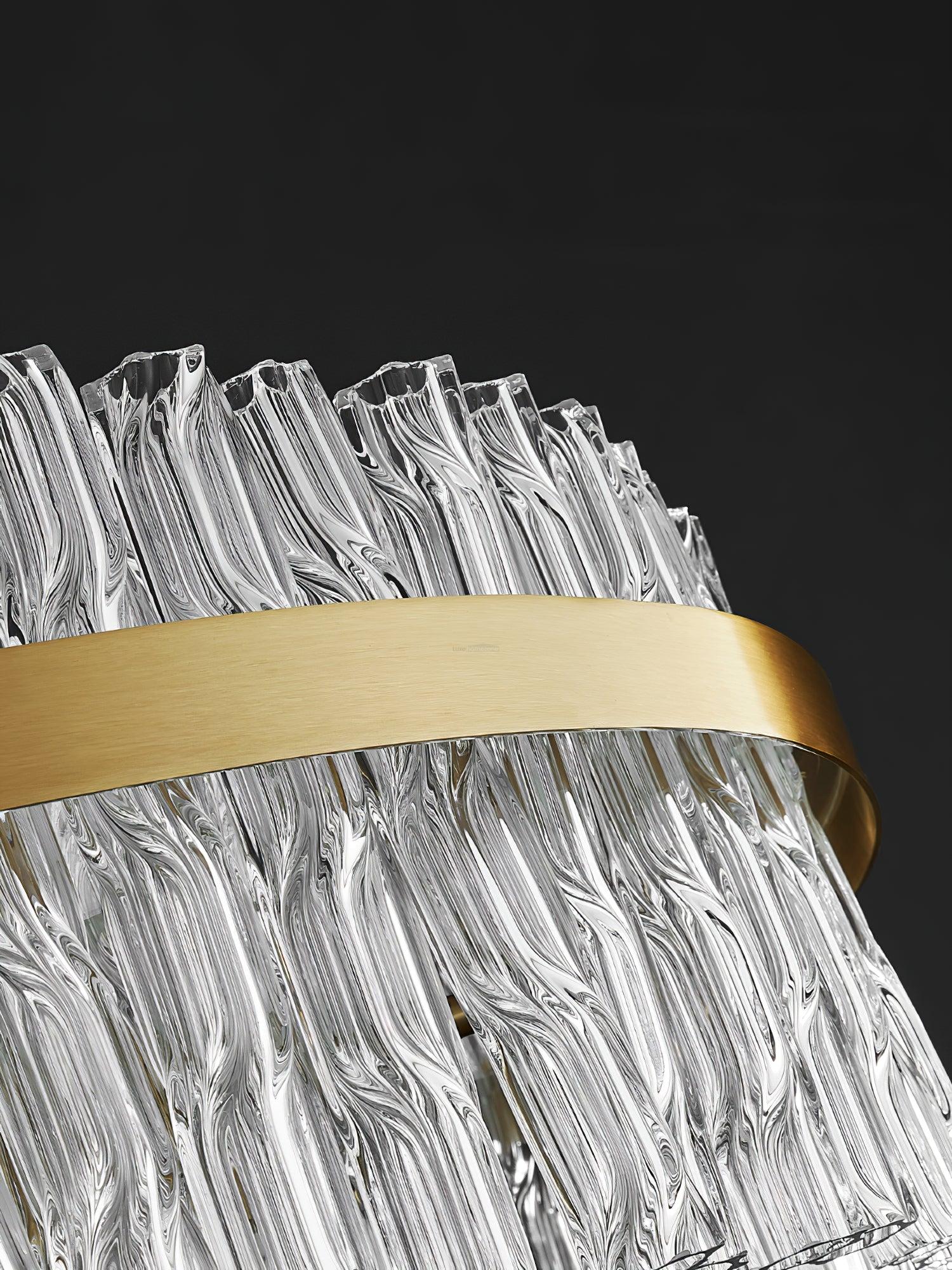 Gold & Clear Rod Round/Long canopy Chandelier - Luxehomezone