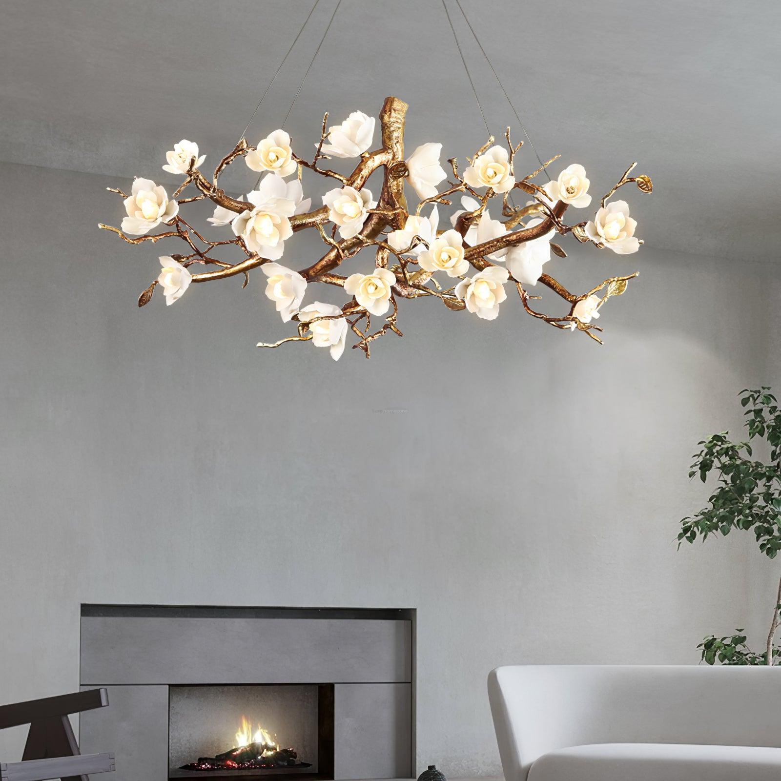 Flower Bloom Branch Type Brass Chandelier - Branch-1-Luxehomezone
