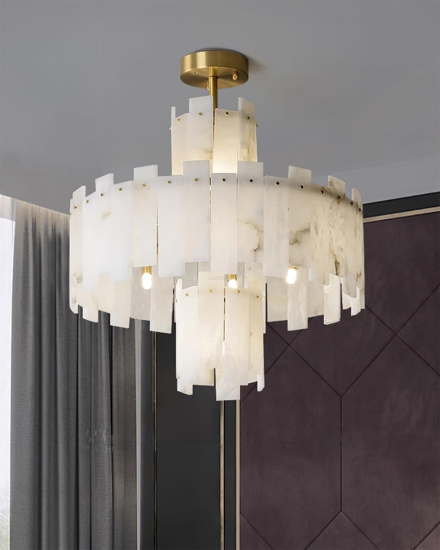 Regina Alabaster Round Chandelier - Alabaster, Alabaster Chandelier-1-Luxehomezone