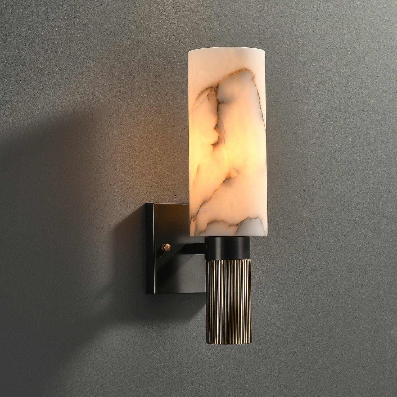 Torch Marble Walll Sconce - Alabaster, Alabaster Wall Lamp-1-Luxehomezone