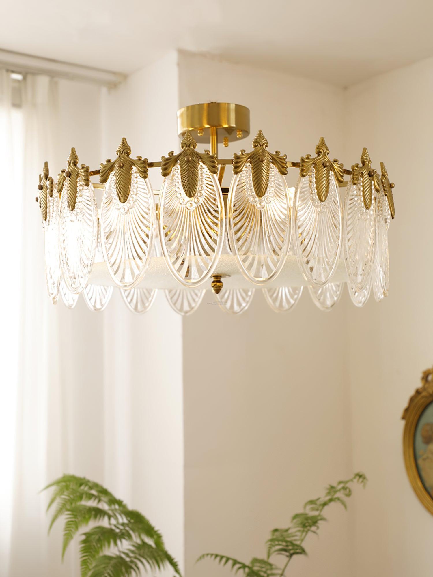 Decorative Pattern Glass Round Chandelier with 5/6/8 heads - Cylinder-1-Luxehomezone