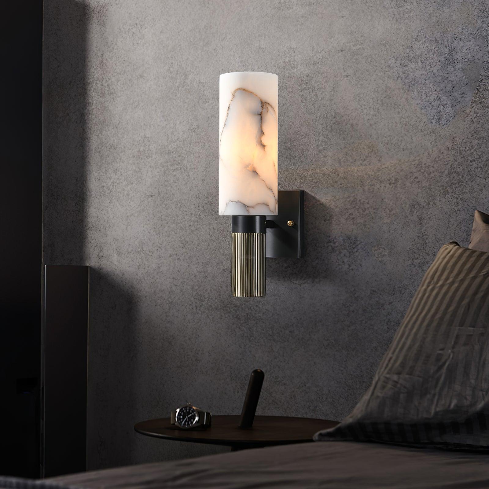 Torch Marble Walll Sconce - Alabaster, Alabaster Wall Lamp-1-Luxehomezone