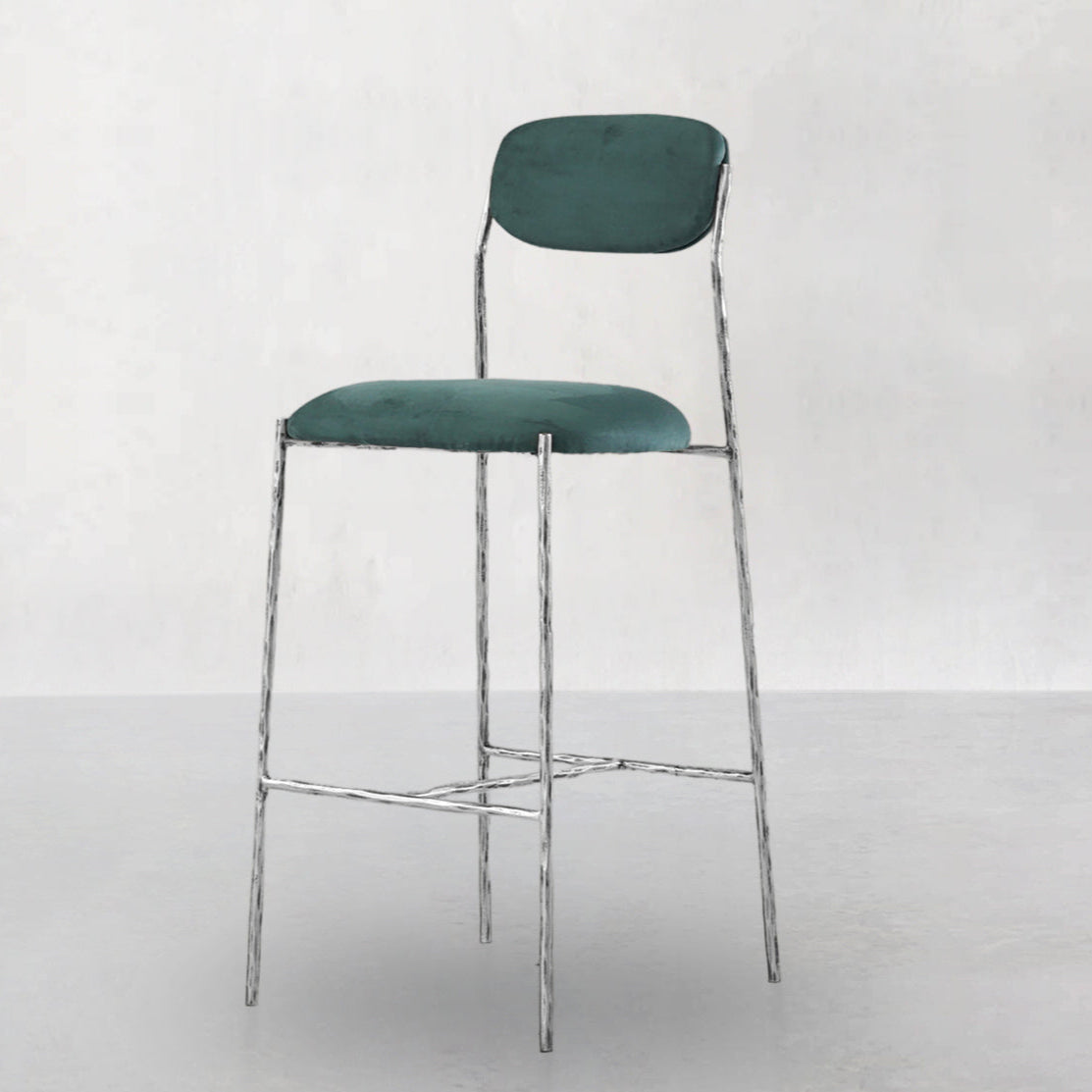 Thaddeus Green Fabric Bar Stool