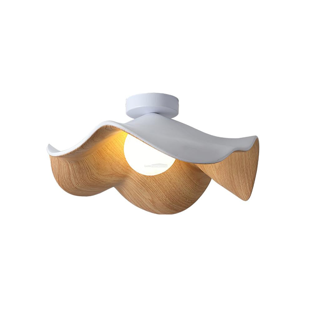 Lotus Leaf Ceiling Lamp 11''/15.7'' - Semi Flush Mounts, Wood-1-Luxehomezone