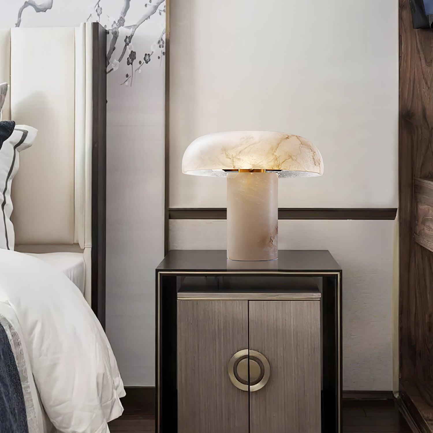 Mushroom Table Lamp Style B - Alabaster-1-Luxehomezone